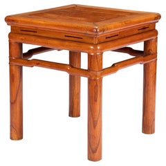 Antique Chinese blond hardwood stool in the Ming taste, 1800-25