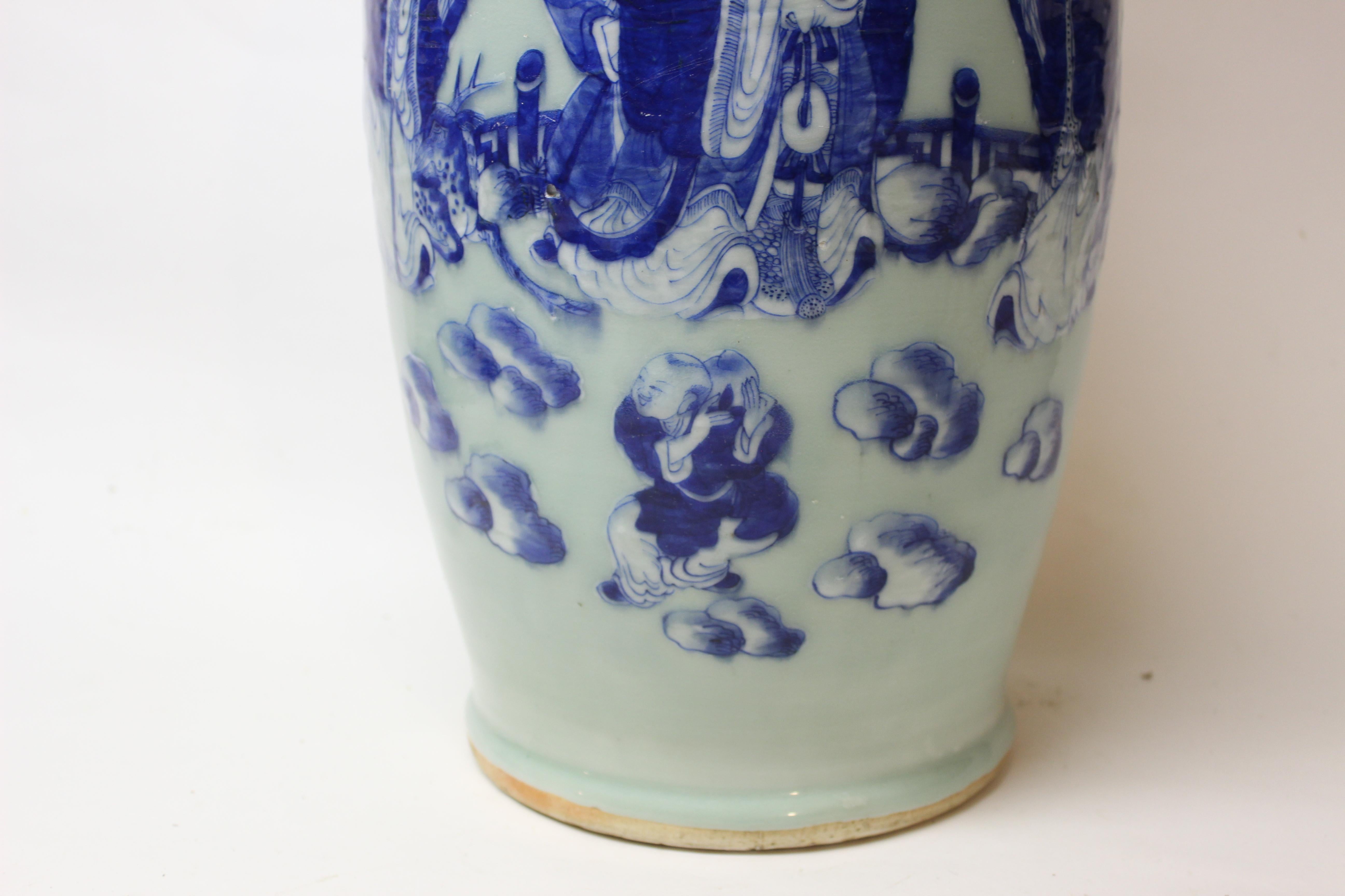 20th Century Chinese Blue and Celadon Ceramic Vase