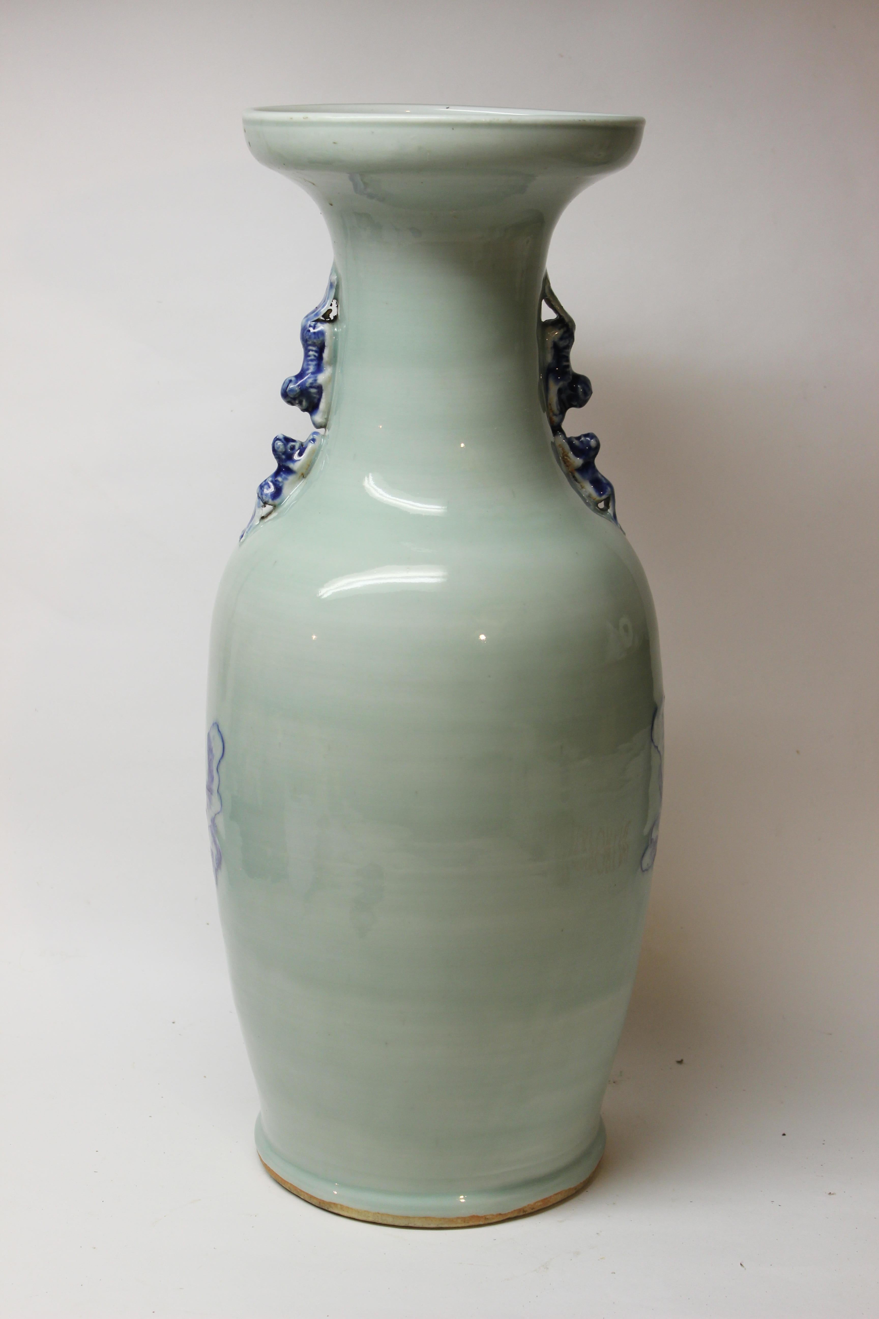 Chinese Blue and Celadon Ceramic Vase 2