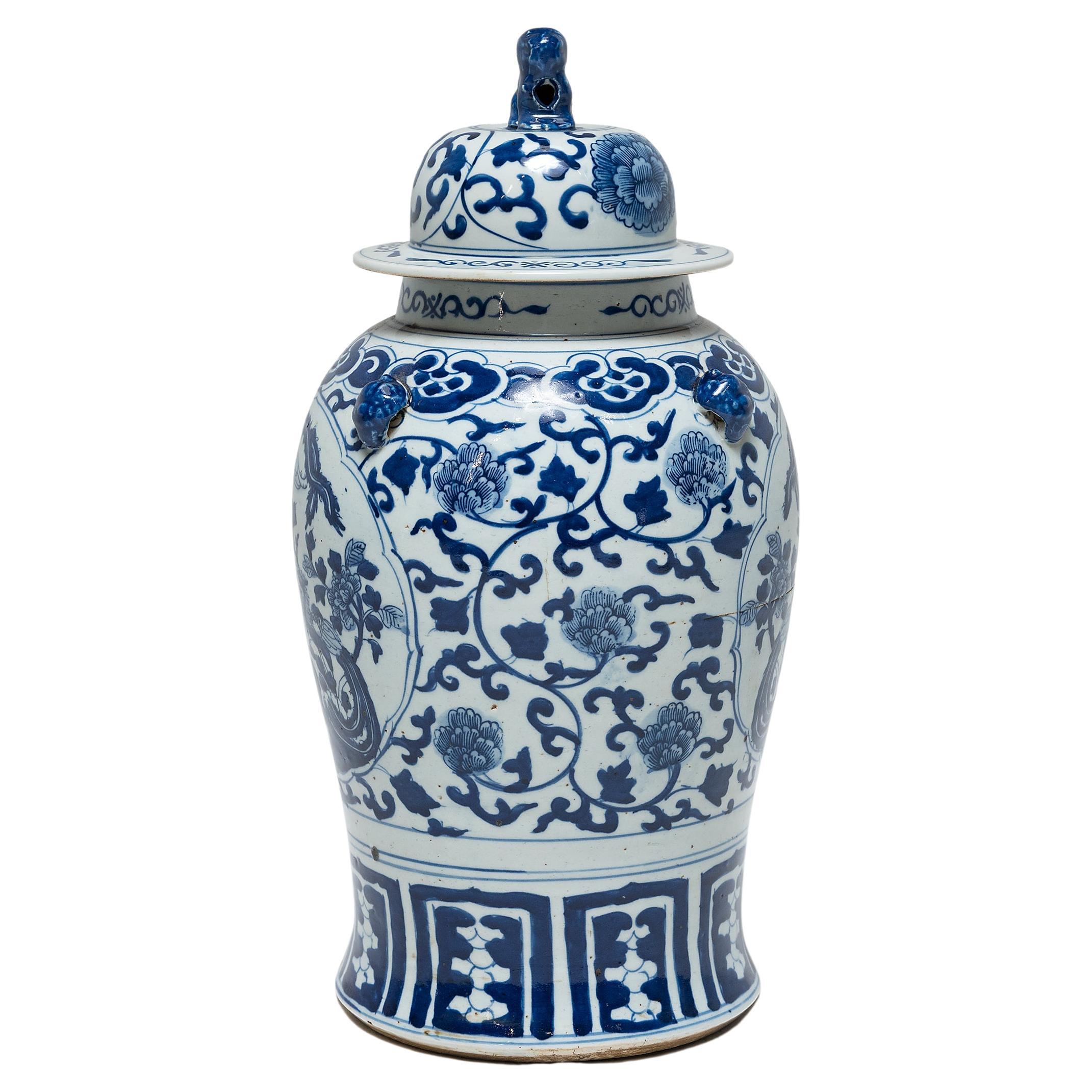 Chinese Blue and White Baluster Jar For Sale