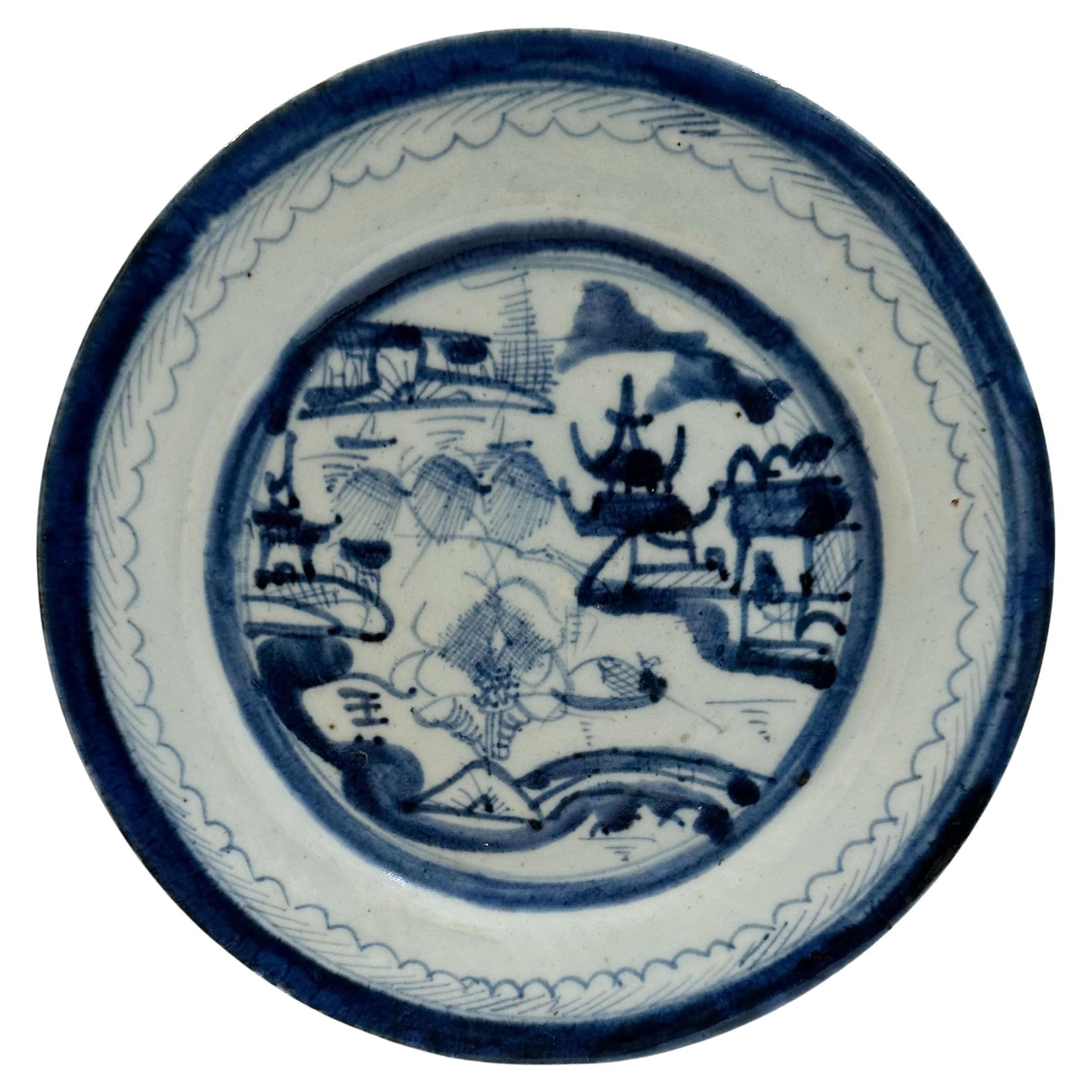 Chinesischer blau-weißer Kanton-Exportteller