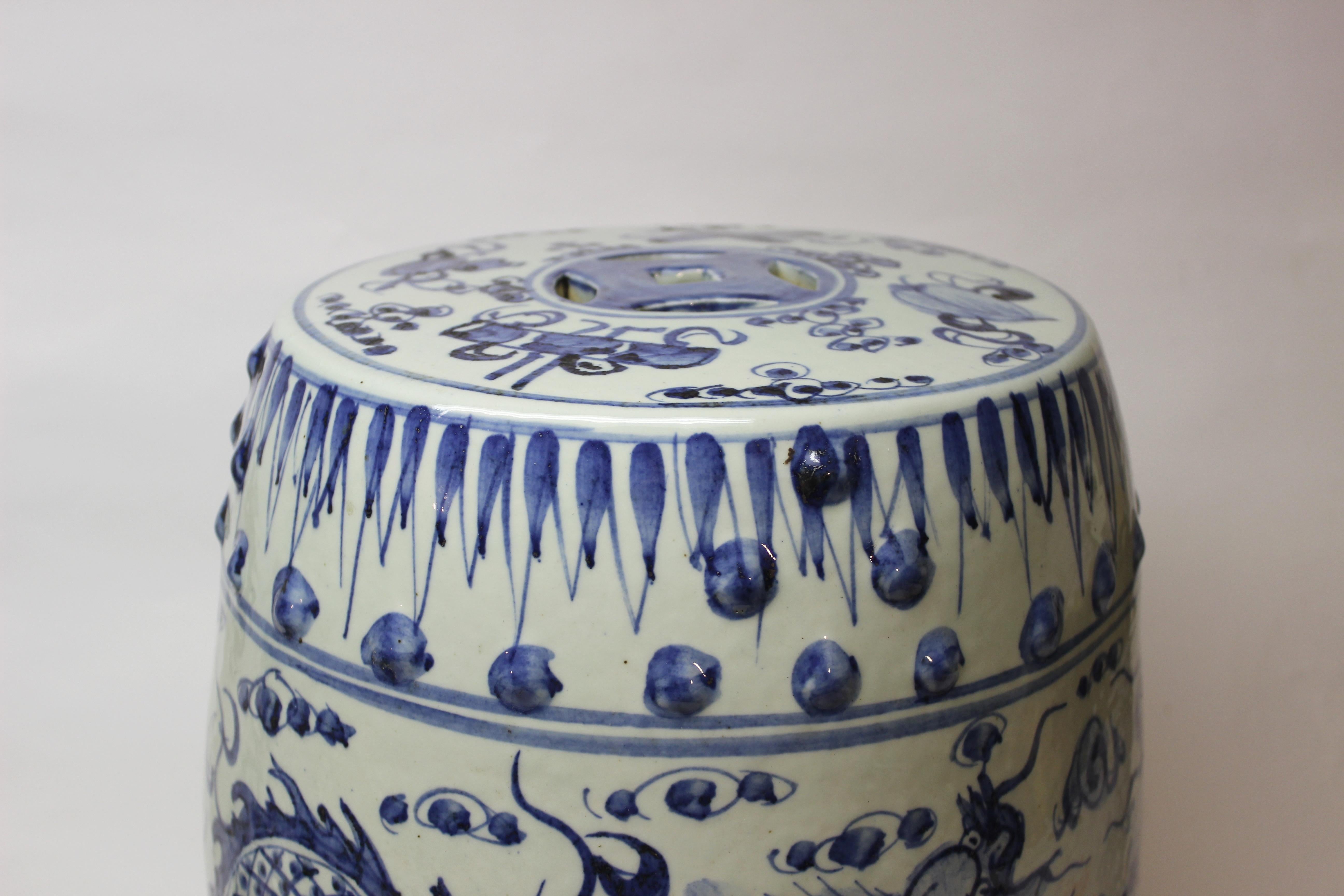 Chinese Blue and White Ceramic Garden Stool 1