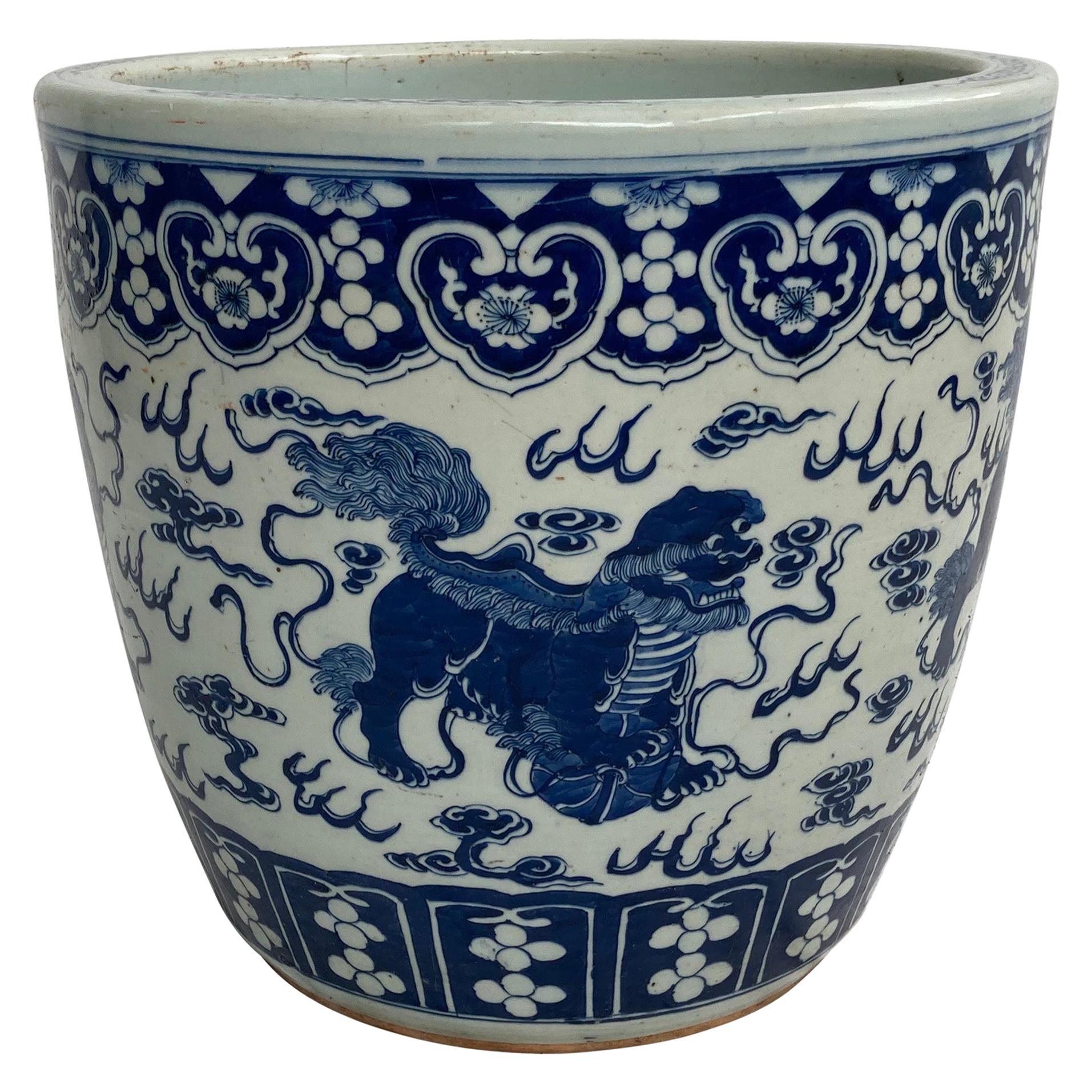 Chinese Blue and White Ceramic Planter at 1stDibs