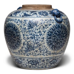 Chinese Blue and White Chrysanthemum Ginger Jar