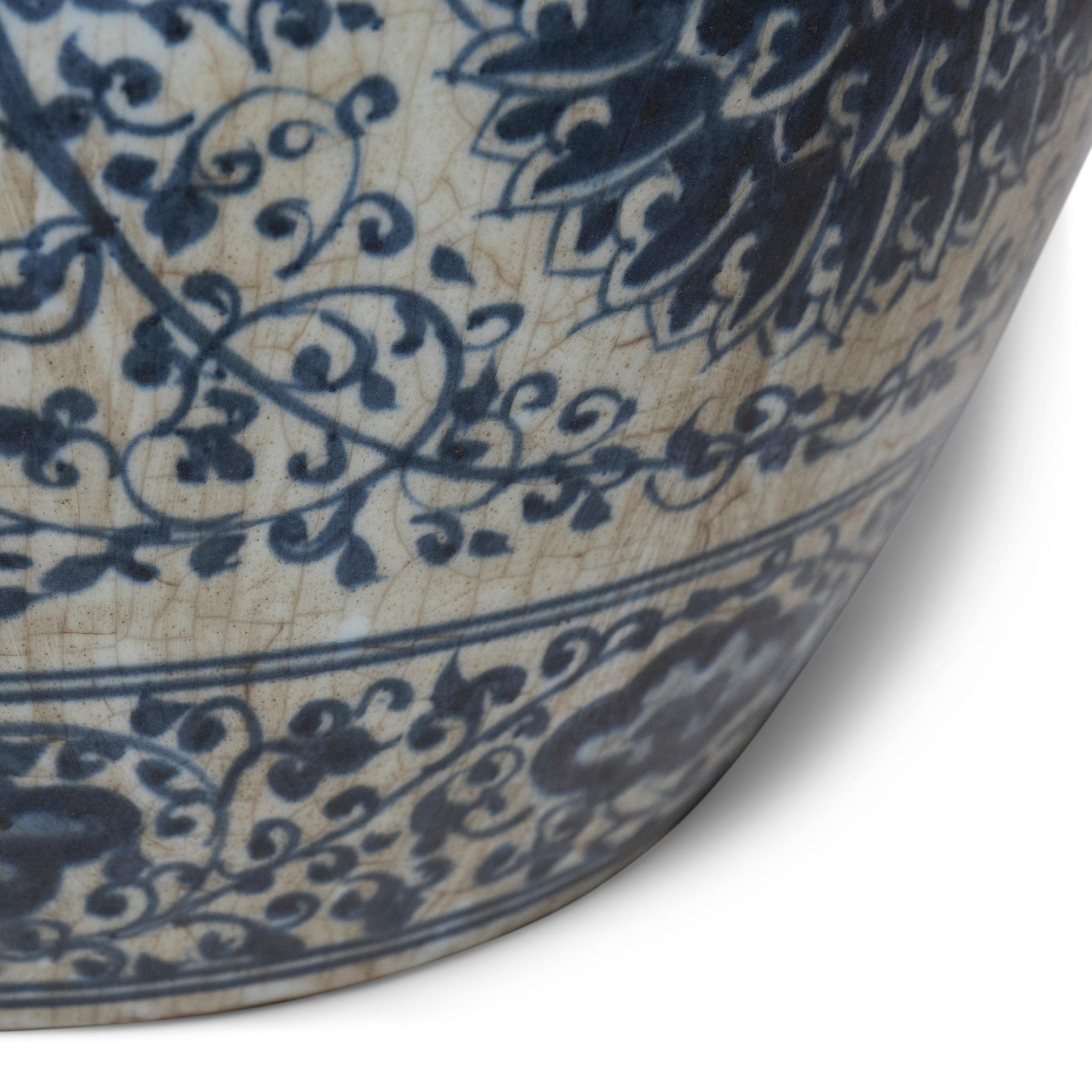 Contemporary Chinese Blue and White Chrysanthemum Ginger Jar For Sale