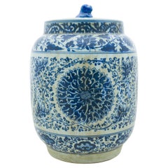 Boîte à gingembre chinoise en chrysanthème bleu et blanc