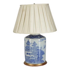 Chinese Blue and White Circular Jar / Lamp, Late 19th Century