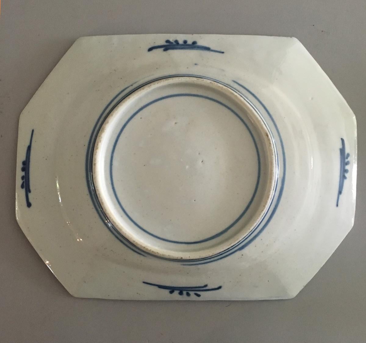 Chinese Export Chinese Blue and White Clobbered Platter For Sale
