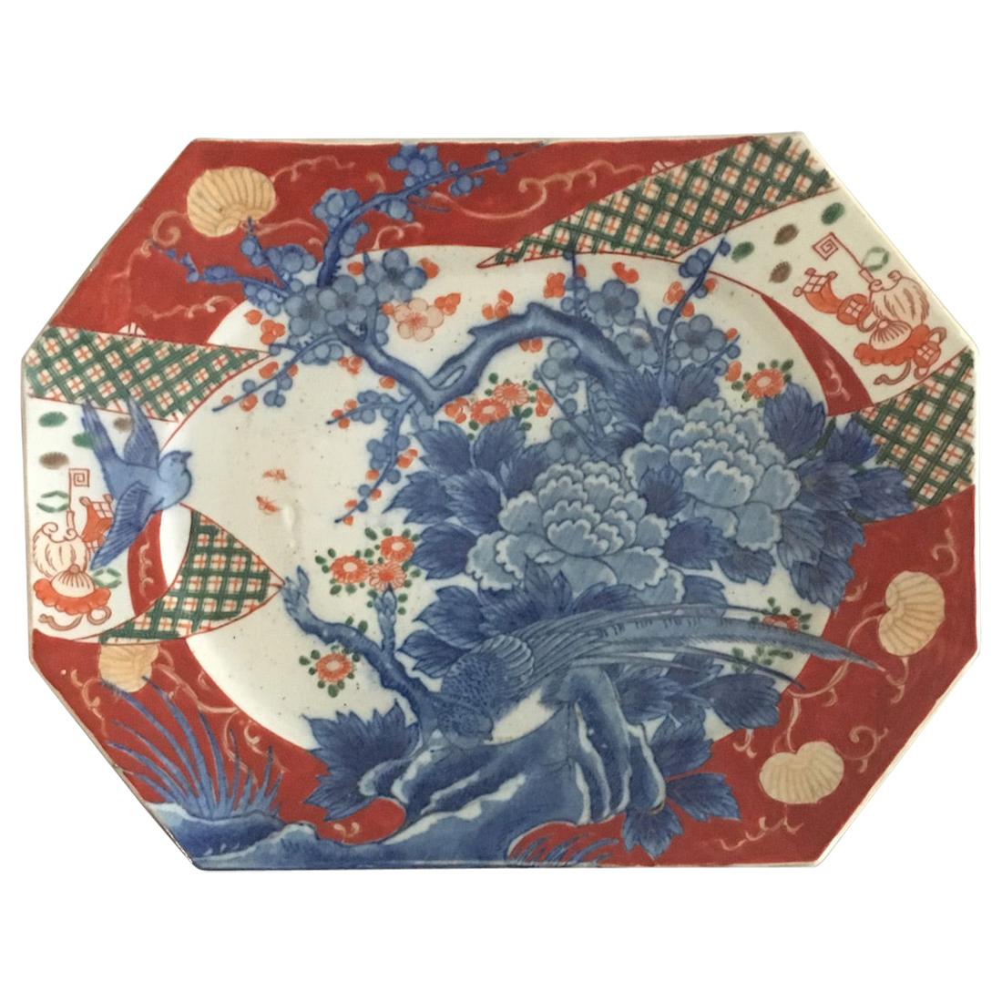 Chinese Blue and White Clobbered Platter For Sale