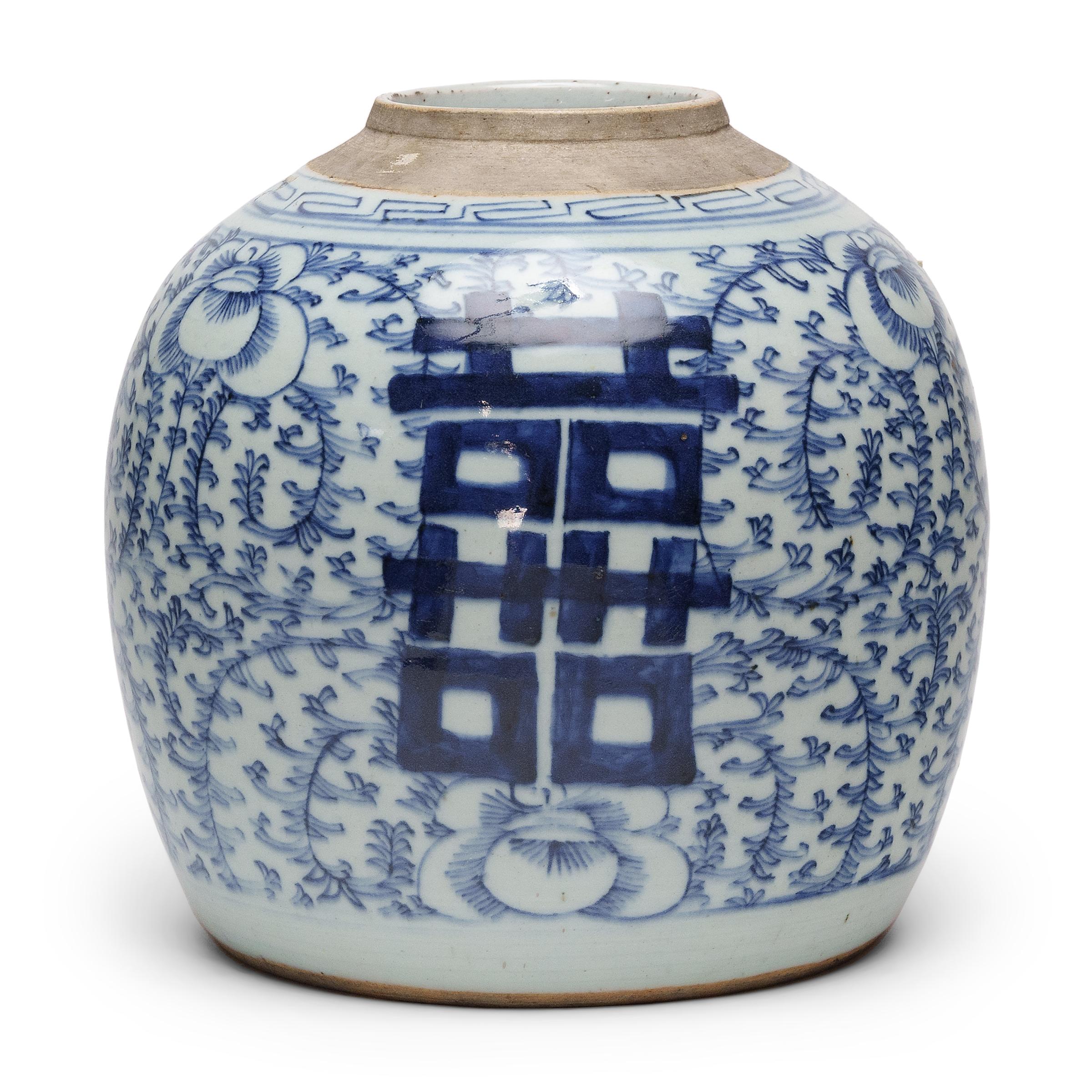 Cinese Vaso cinese della felicità doppio in bianco e blu in vendita