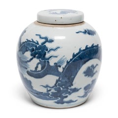 Chinese Blue and White Dragon Ginger Jar, circa 1900