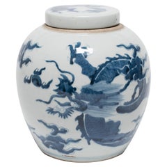 Chinese Blue and White Dragon Ginger Jar, circa 1900