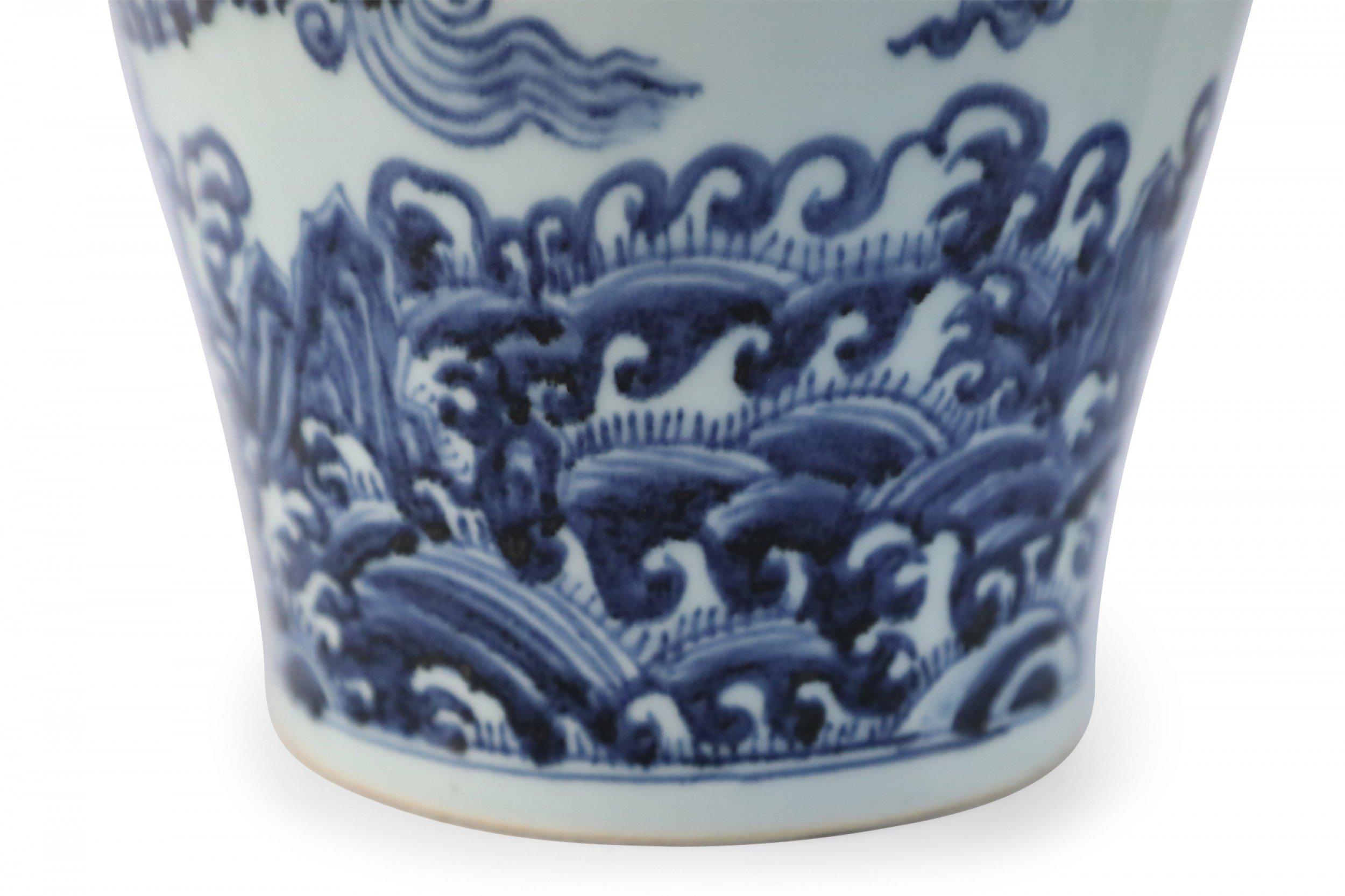 Chinese Blue and White Dragon Motif Porcelain Meiping Vase 4
