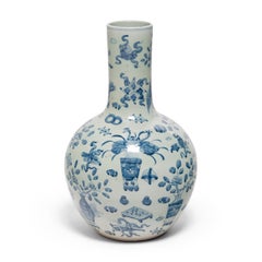 Chinese Blue and White Eight Treasure Gooseneck Jar