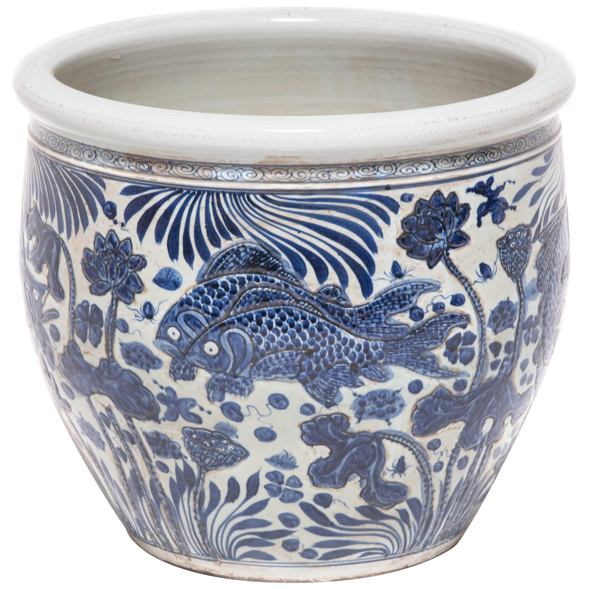 Chinese Blue and White Fish Bowl