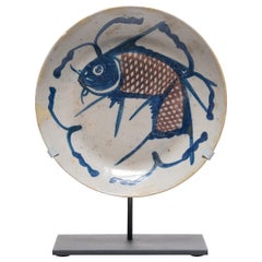 Chinese Blue and White Fish Plate, circa 1850