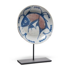 Chinese Blue and White Fish Plate, circa 1850