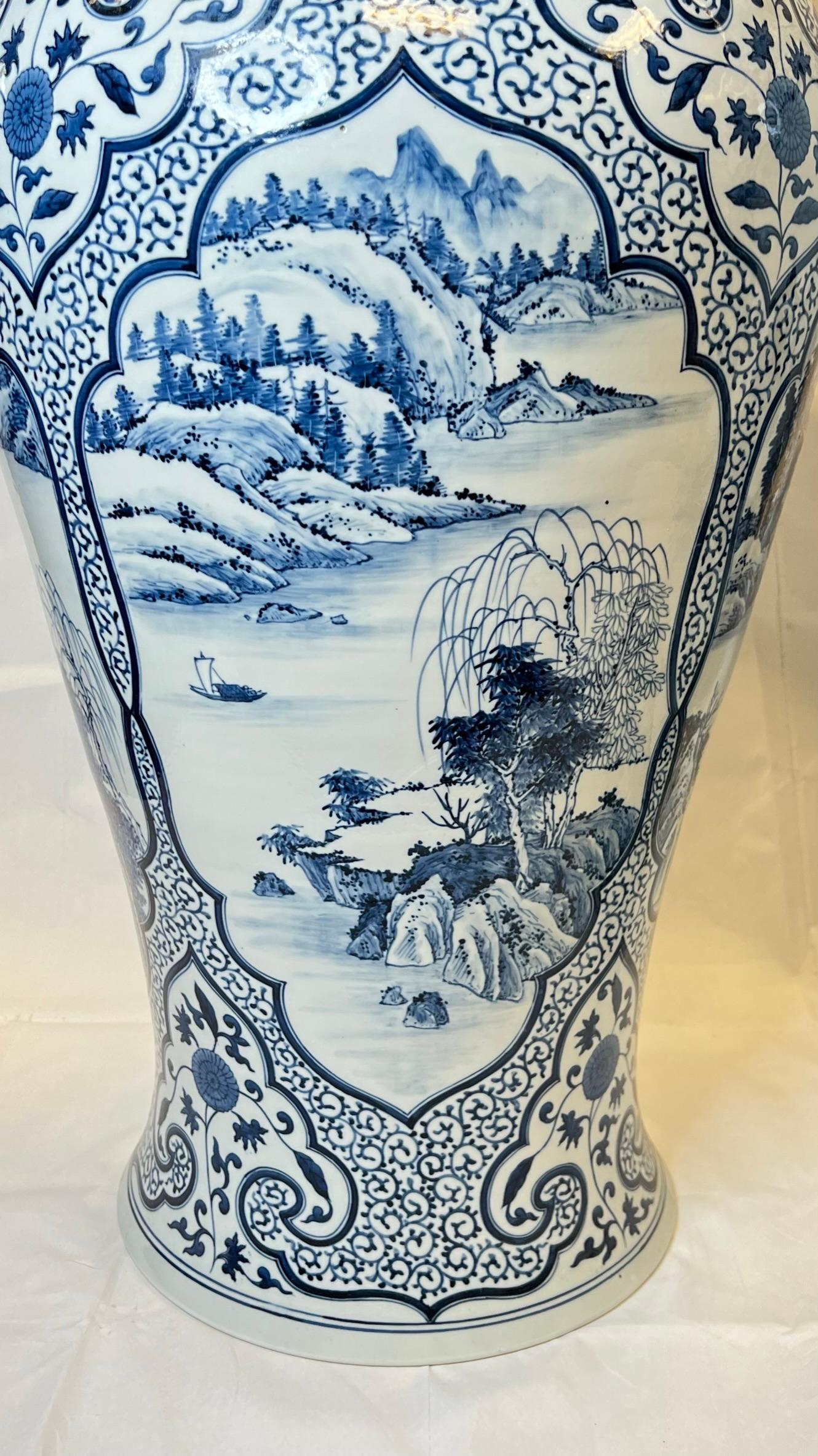 20th Century Chinese Blue and White Floor Vase in Qianlong Style For Sale