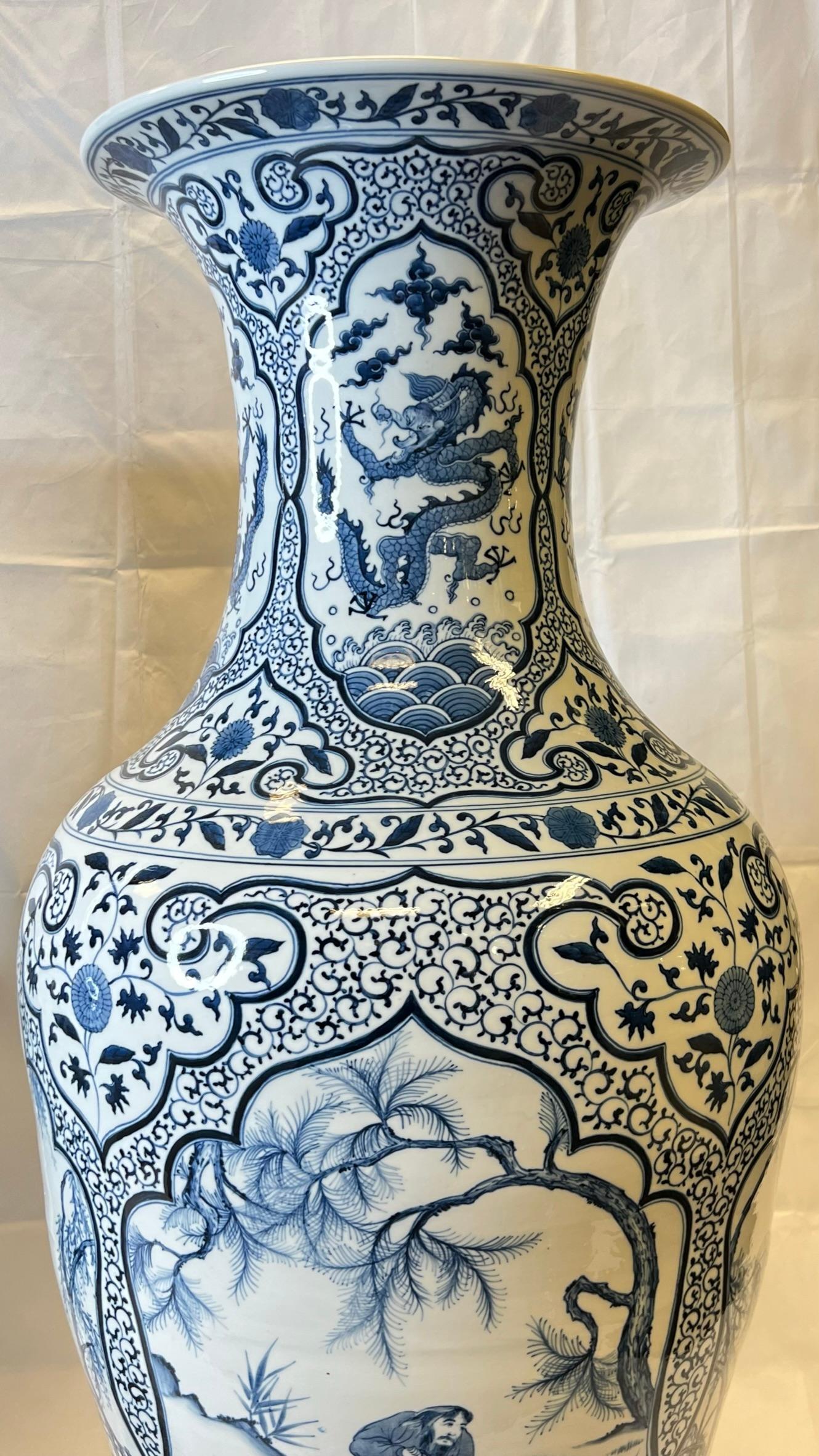 Chinese Blue and White Floor Vase in Qianlong Style For Sale 1