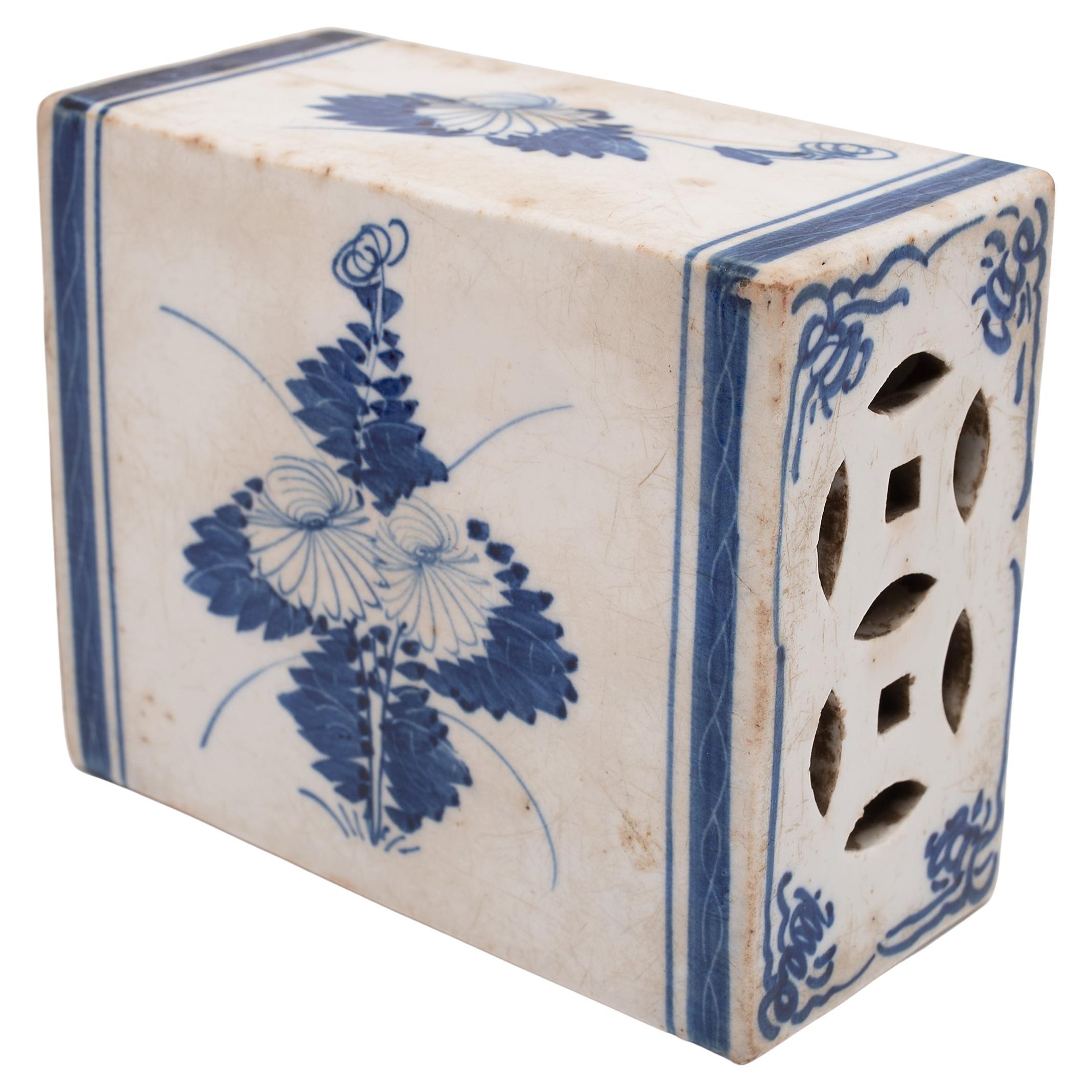 Chinese Blue and White Floral Headrest