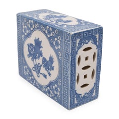 Chinese Blue and White Fu Lion Headrest