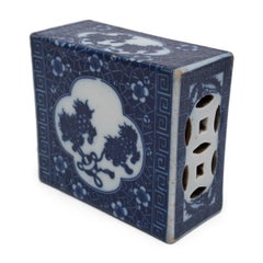 Chinese Blue and White Fu Lion Headrest