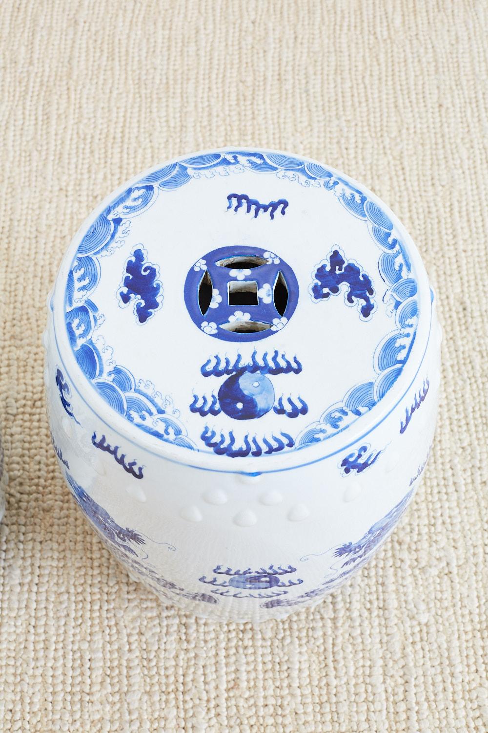 20th Century Chinese Blue and White Garden Stool Drink Tables