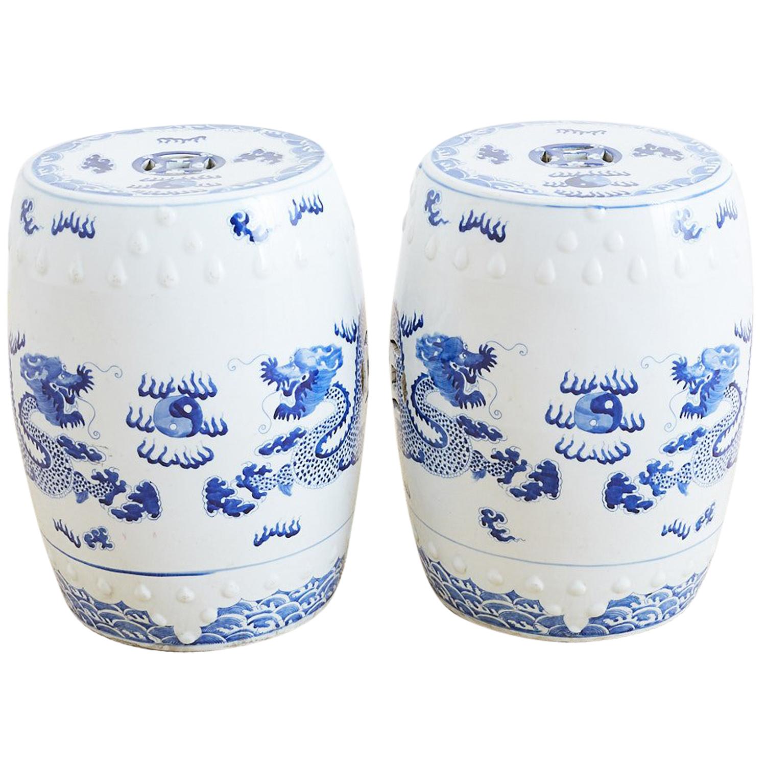 Chinese Blue and White Garden Stool Drink Tables