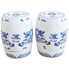 Vintage Chinese Blue and White Garden Stool Drink Tables