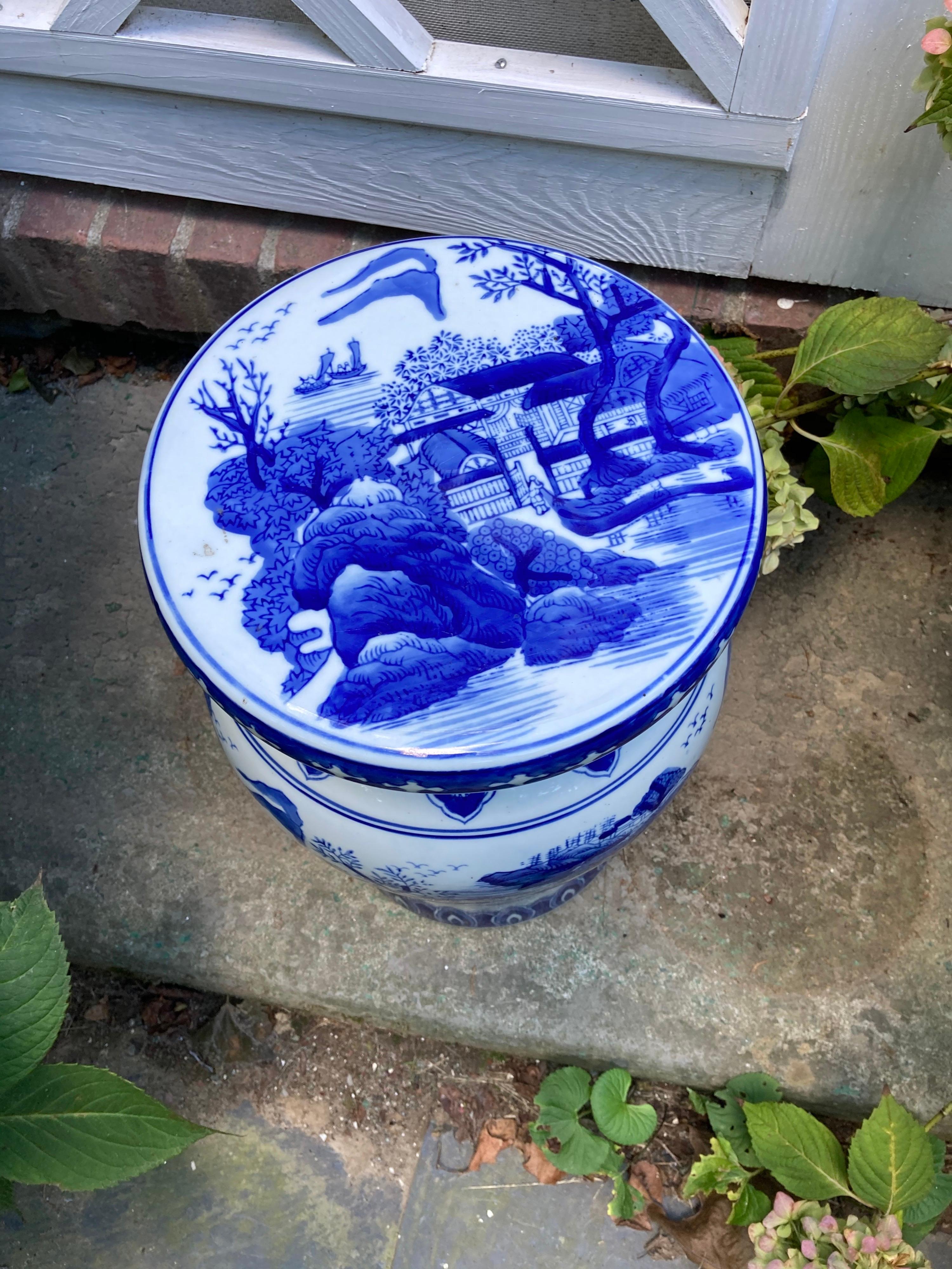 Chinese Blue and White Garden Stool In Good Condition In East Hampton, NY
