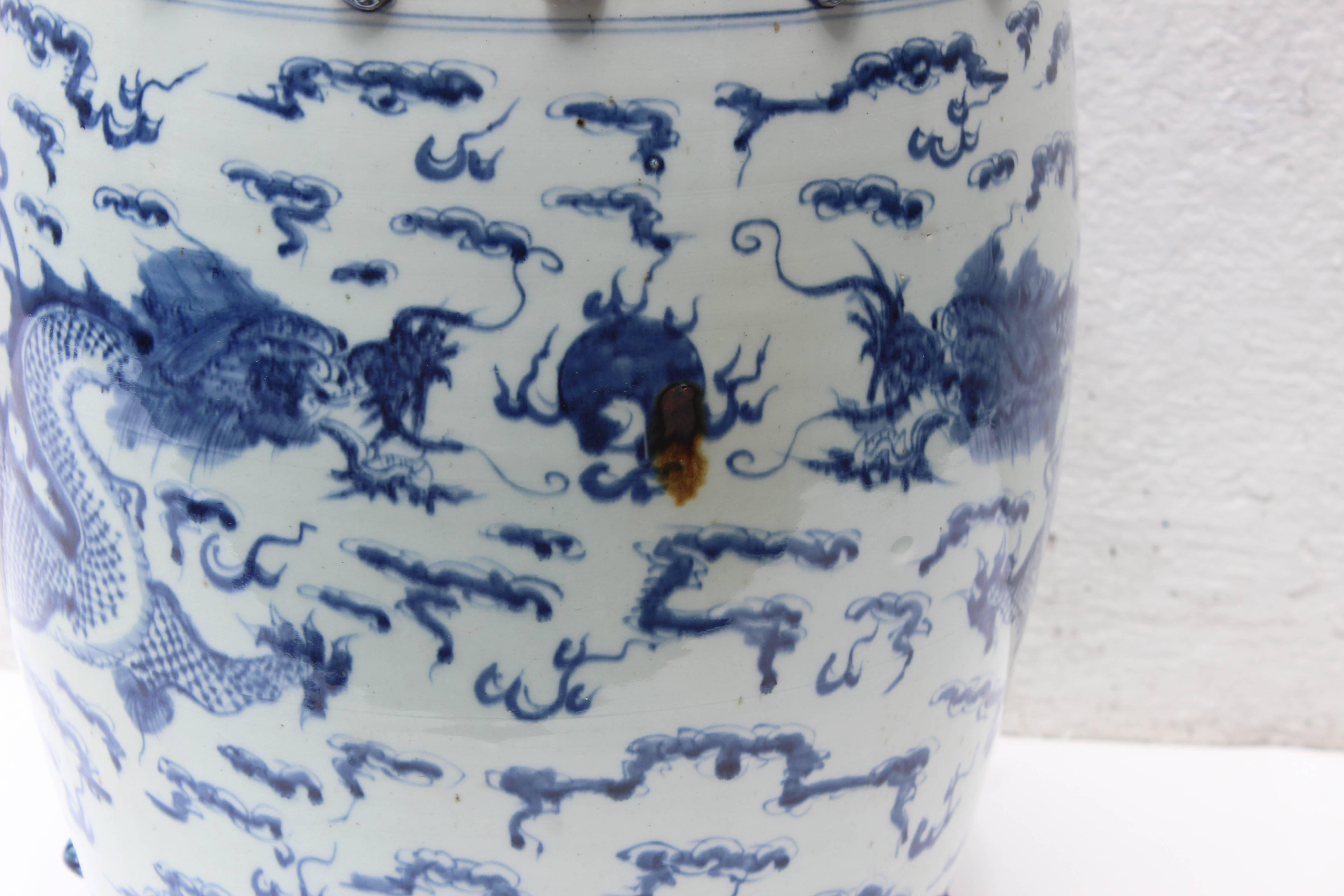 Chinese Blue and White Garden Stool 1