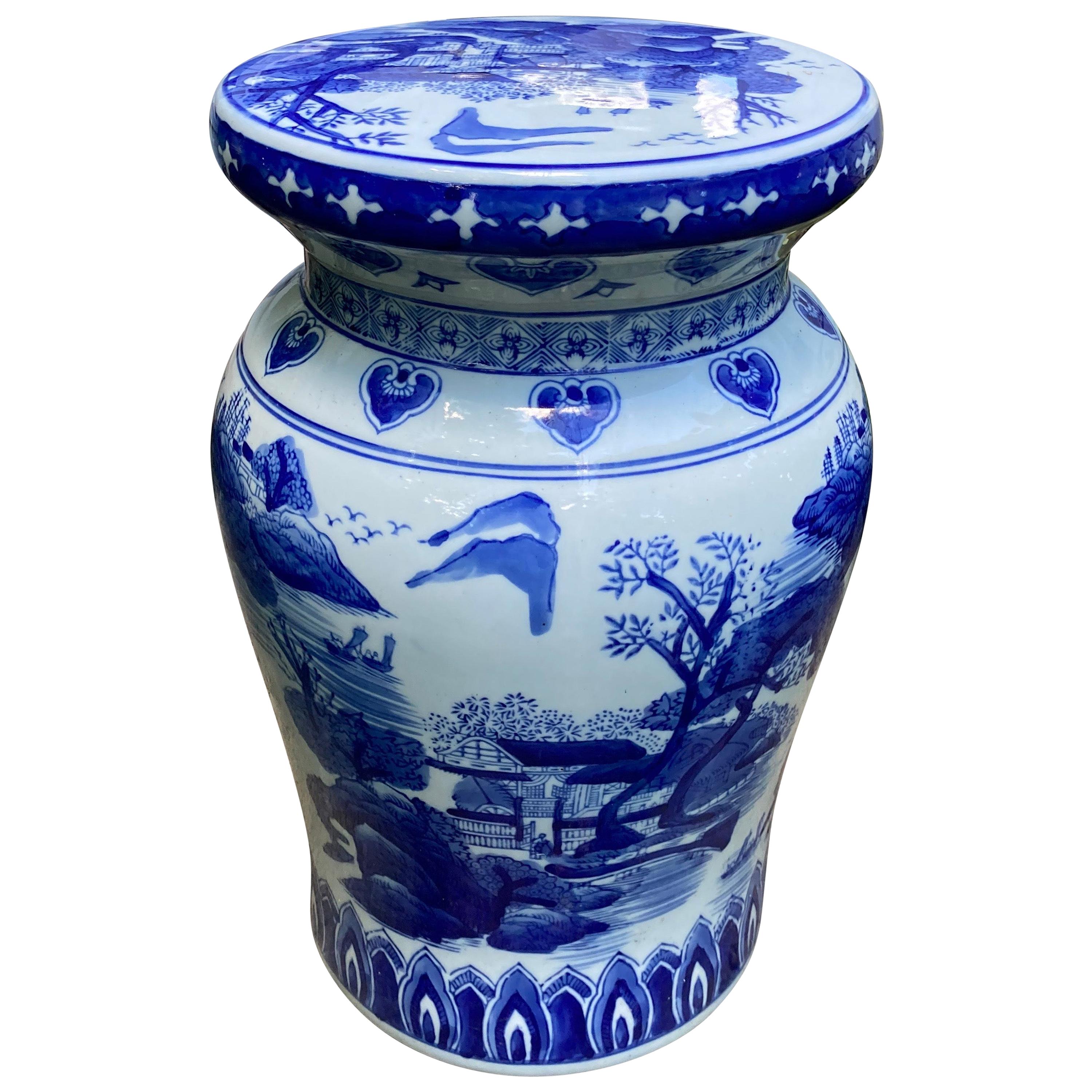 Chinese Blue and White Garden Stool