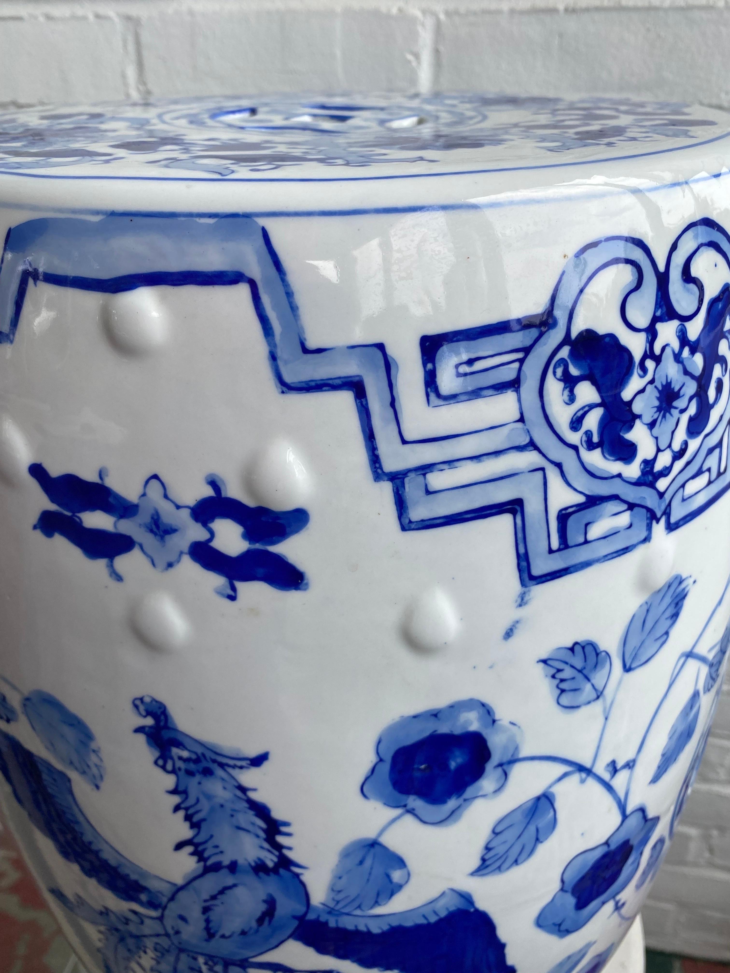 Ceramic Chinese Blue and White Garden Stool/Seat For Sale