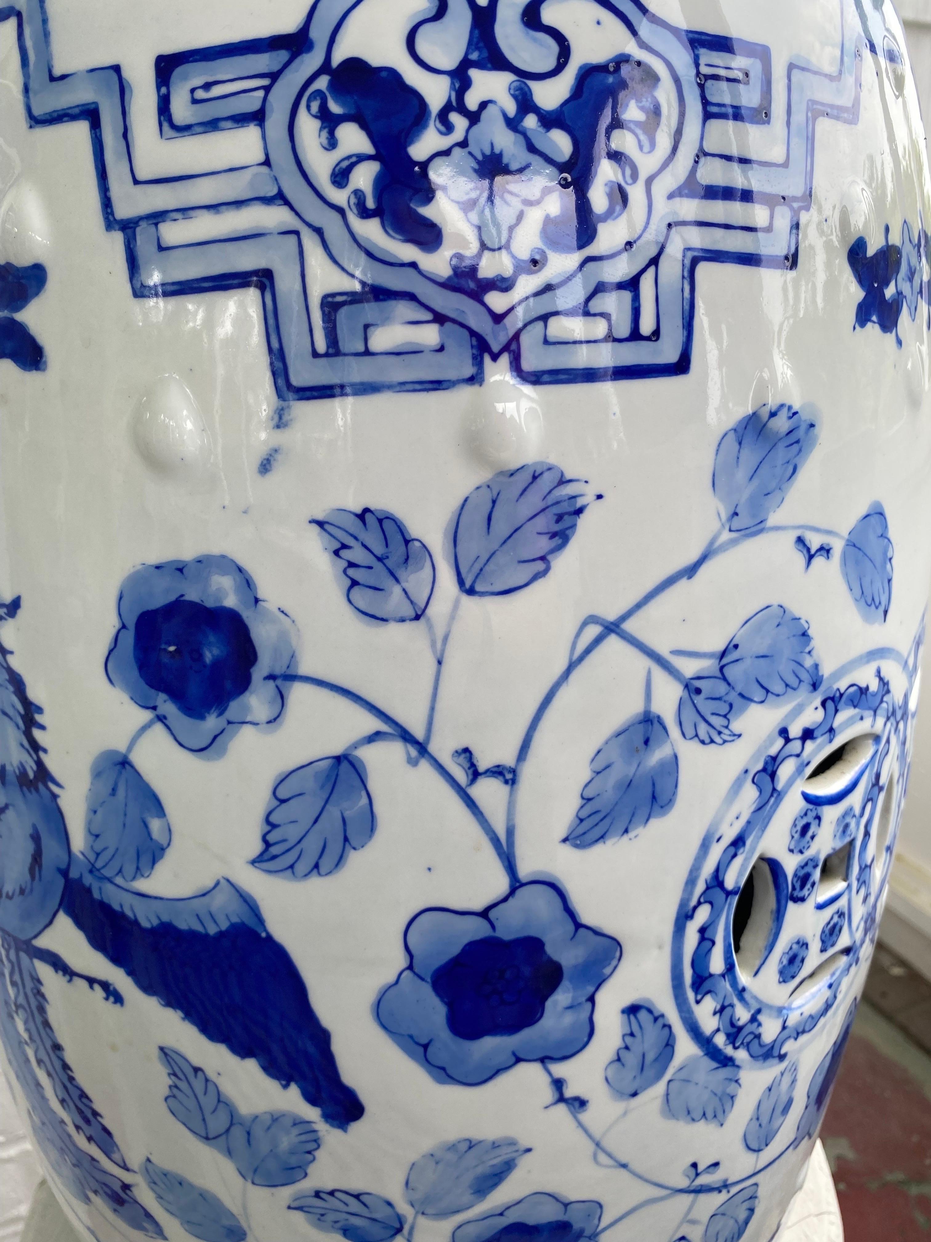 Chinese Blue and White Garden Stool/Seat For Sale 1