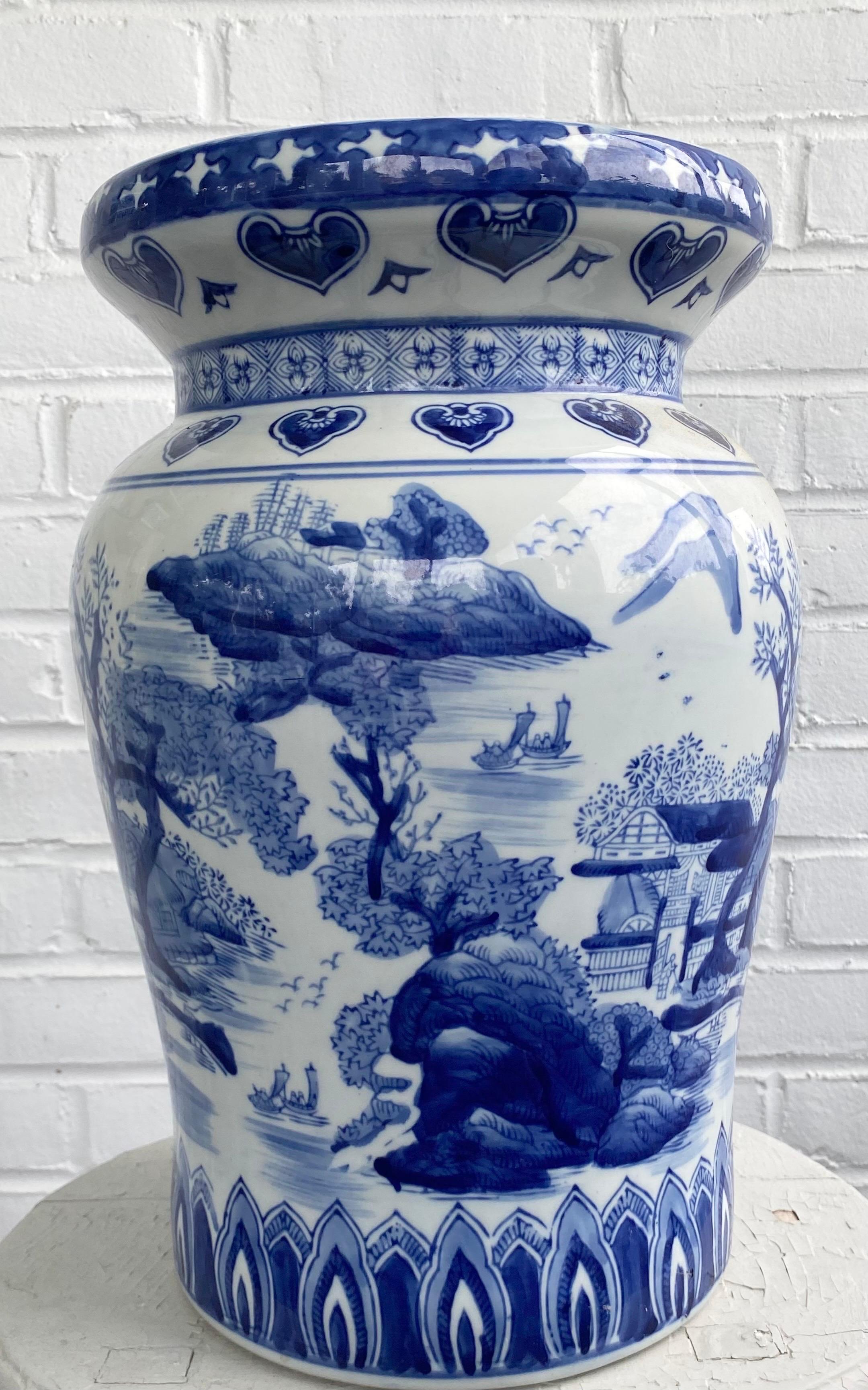 Ceramic Chinese Blue and White Garden Stool/Seat For Sale
