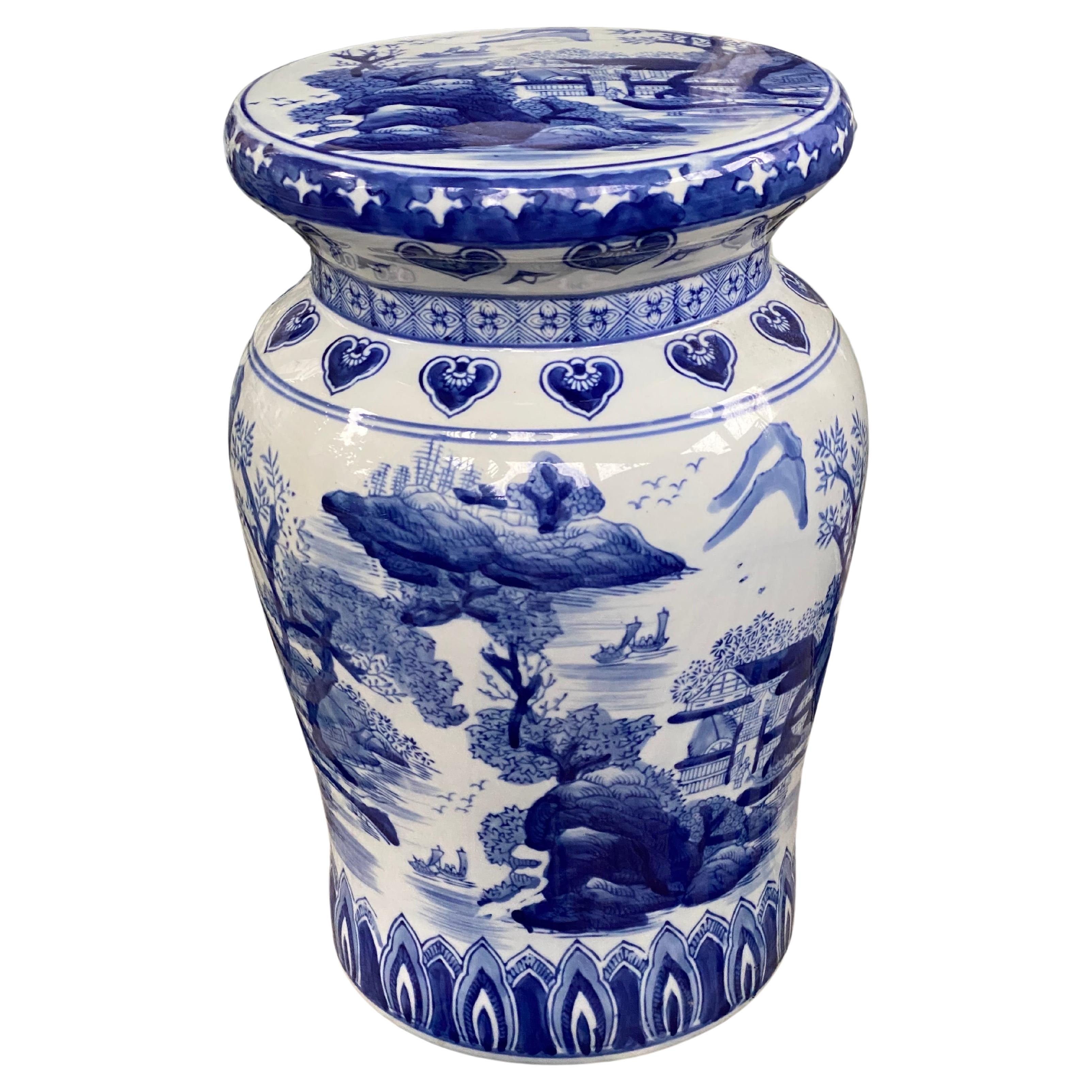 Chinese Blue and White Garden Stool/Seat For Sale