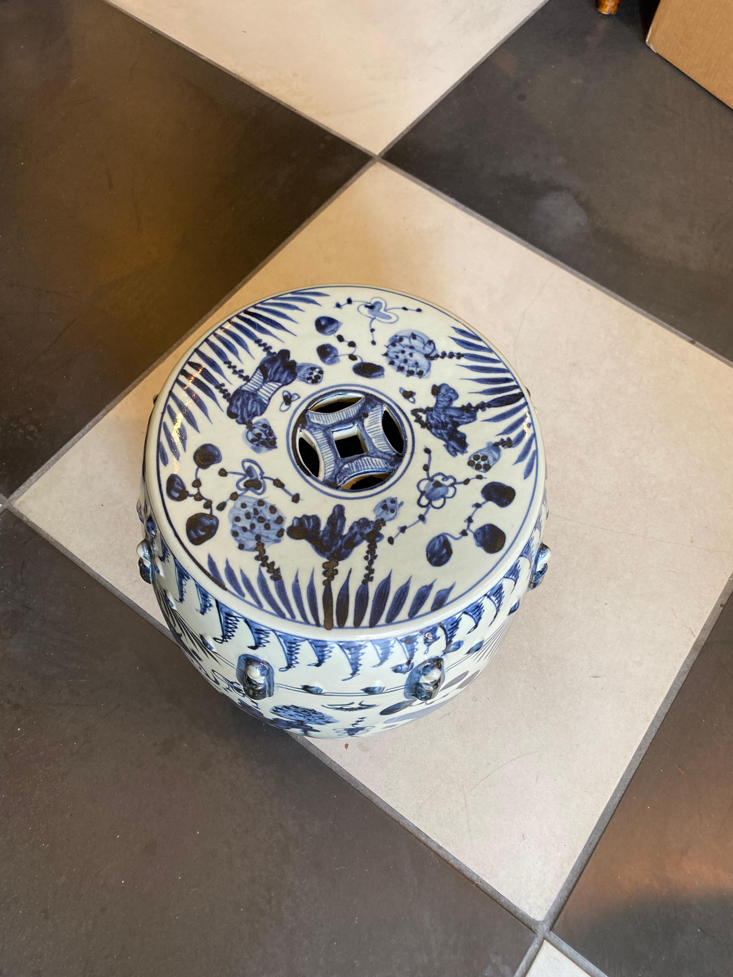 Chinese Export Chinese Blue and White GARDEN STOOL/Side Table