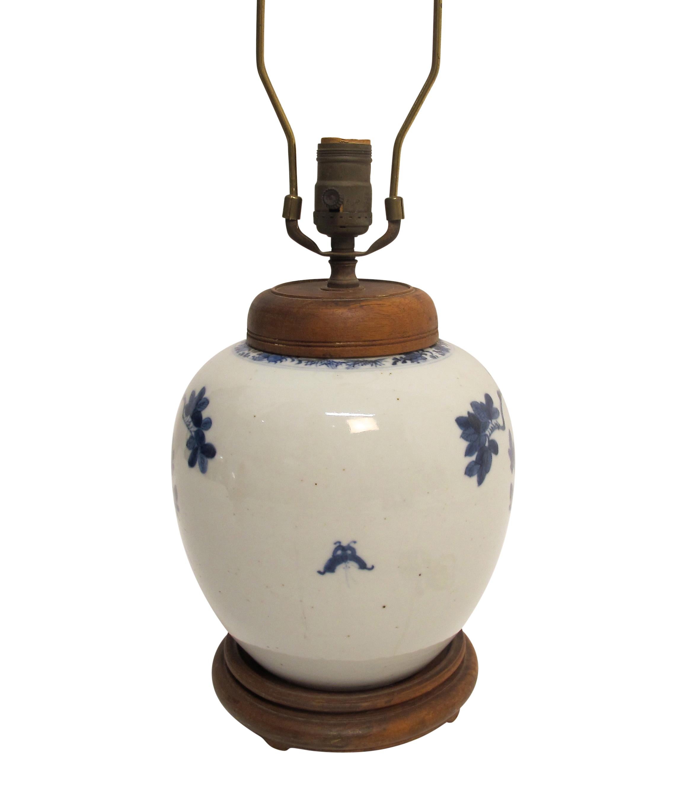 Chinese Blue and White Ginger Jar Lamp, 19th Century 2