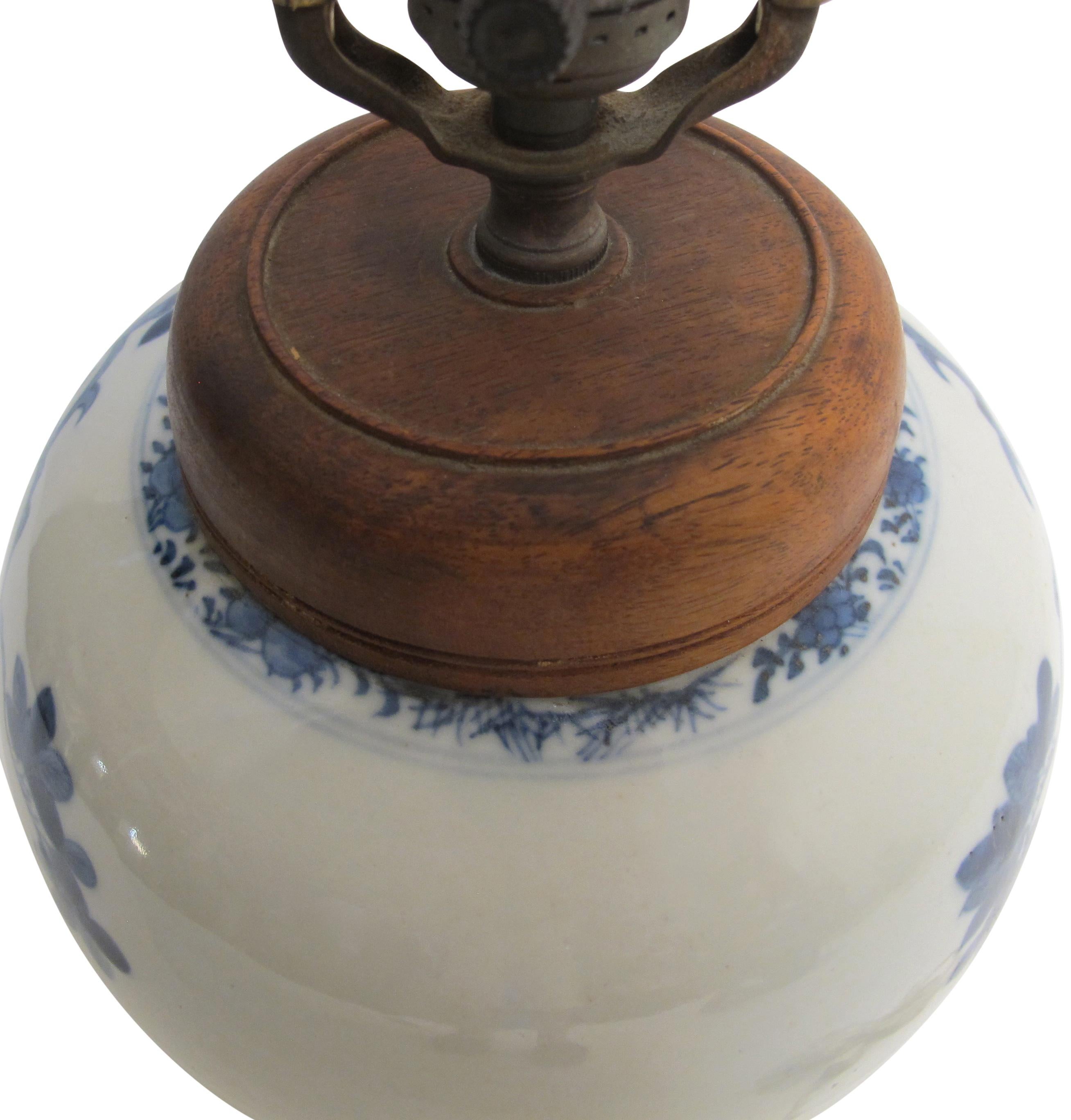 Chinese Blue and White Ginger Jar Lamp, 19th Century 3
