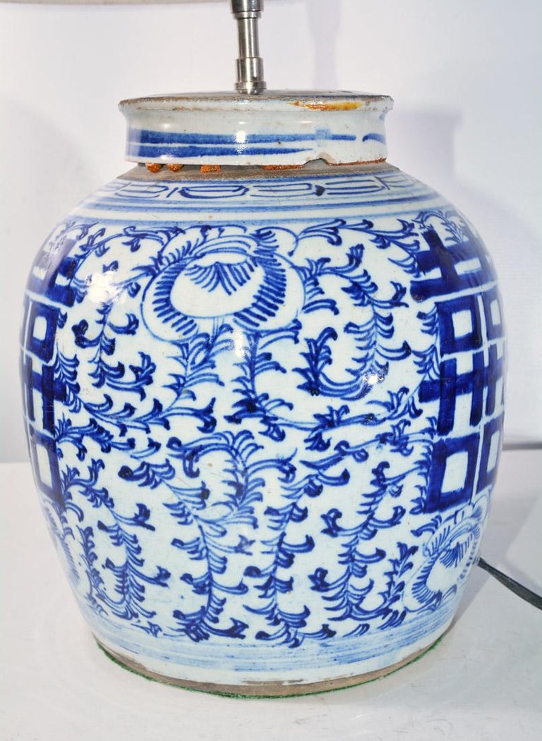 Chinese Blue and White Ginger Jar Lamp at 1stDibs