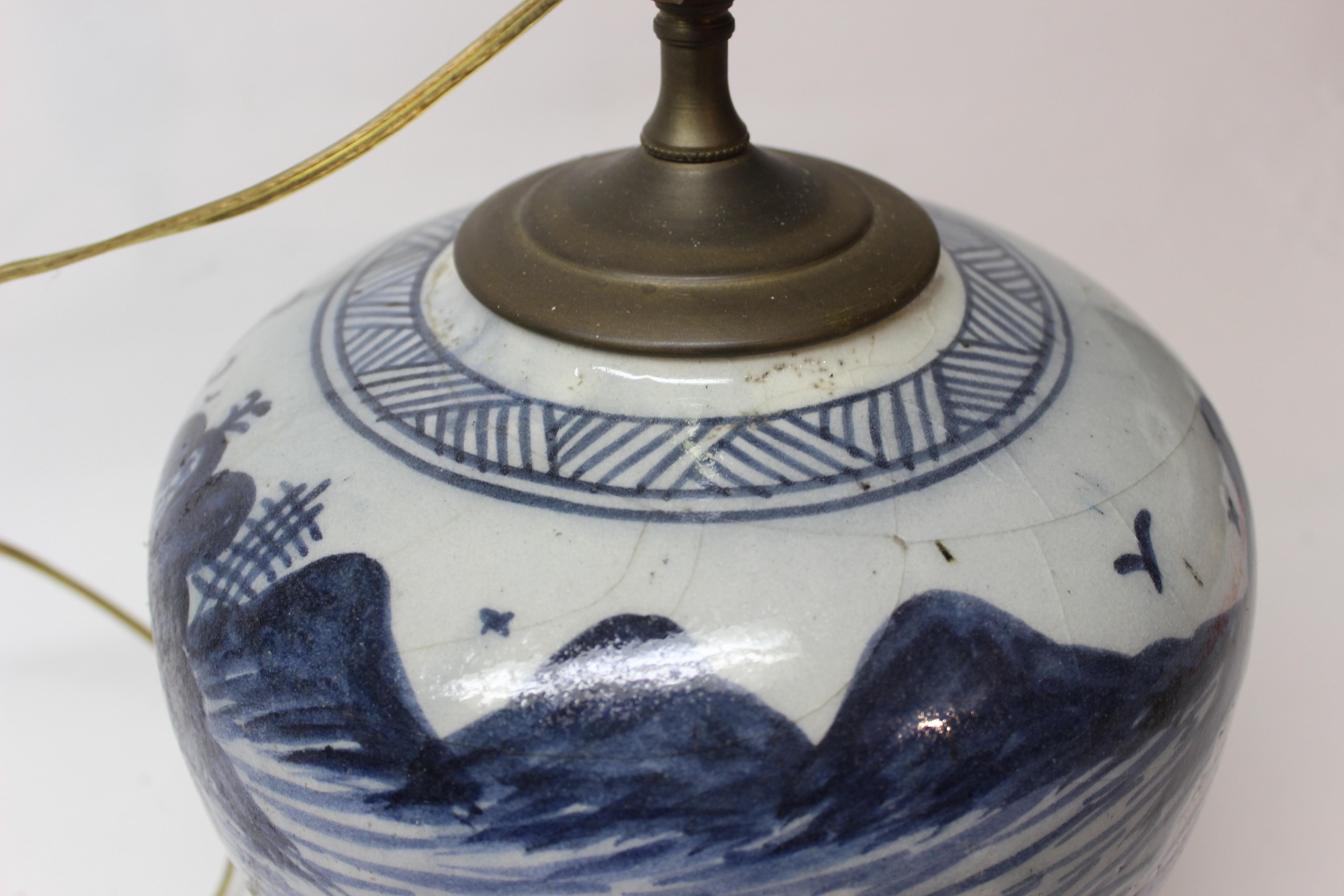 Chinesische Ingwerlampe in Blau und Weiß (20. Jahrhundert)