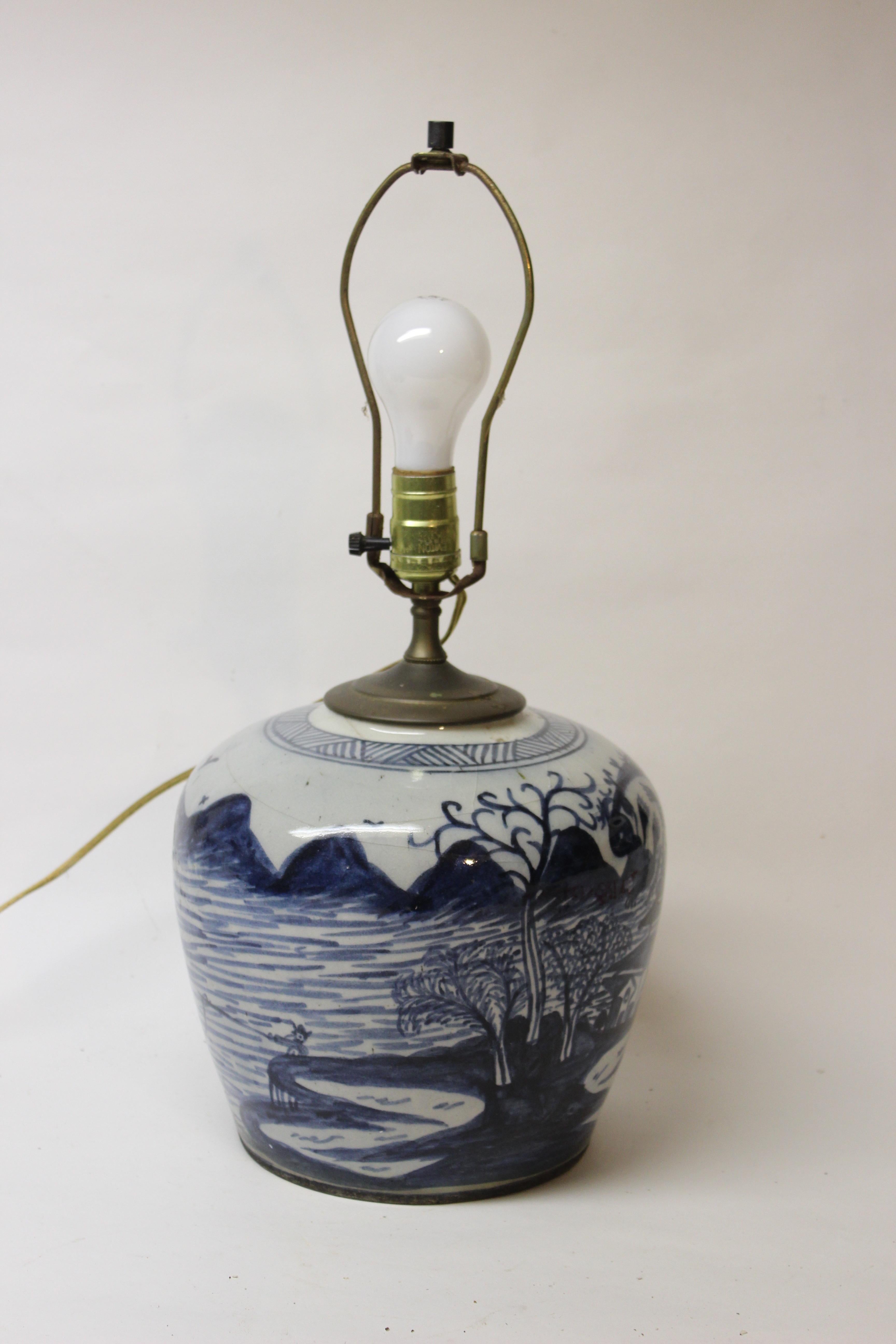 Chinese Blue and White Ginger Jar Lamp 2