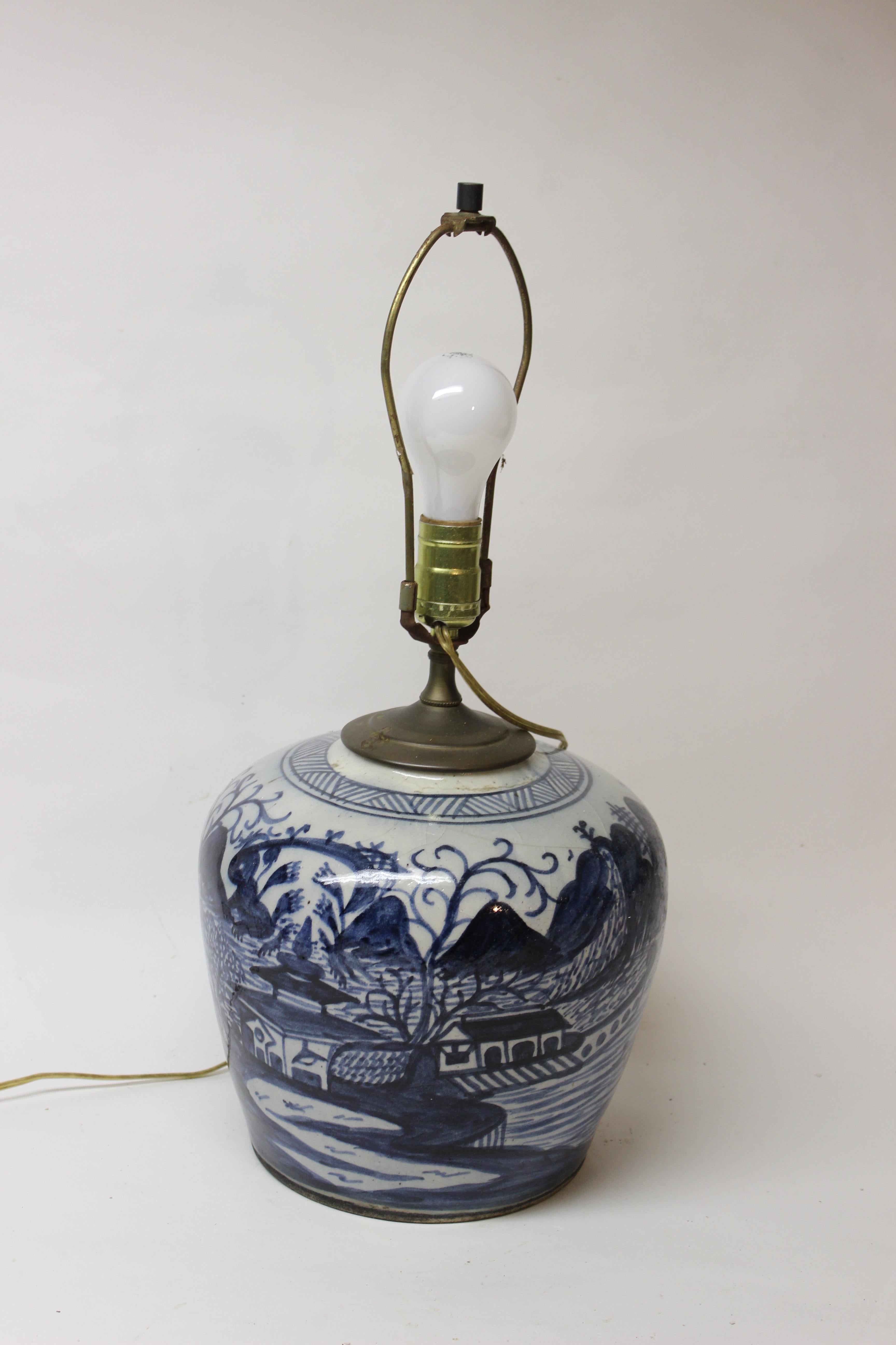 Chinese Blue and White Ginger Jar Lamp 3