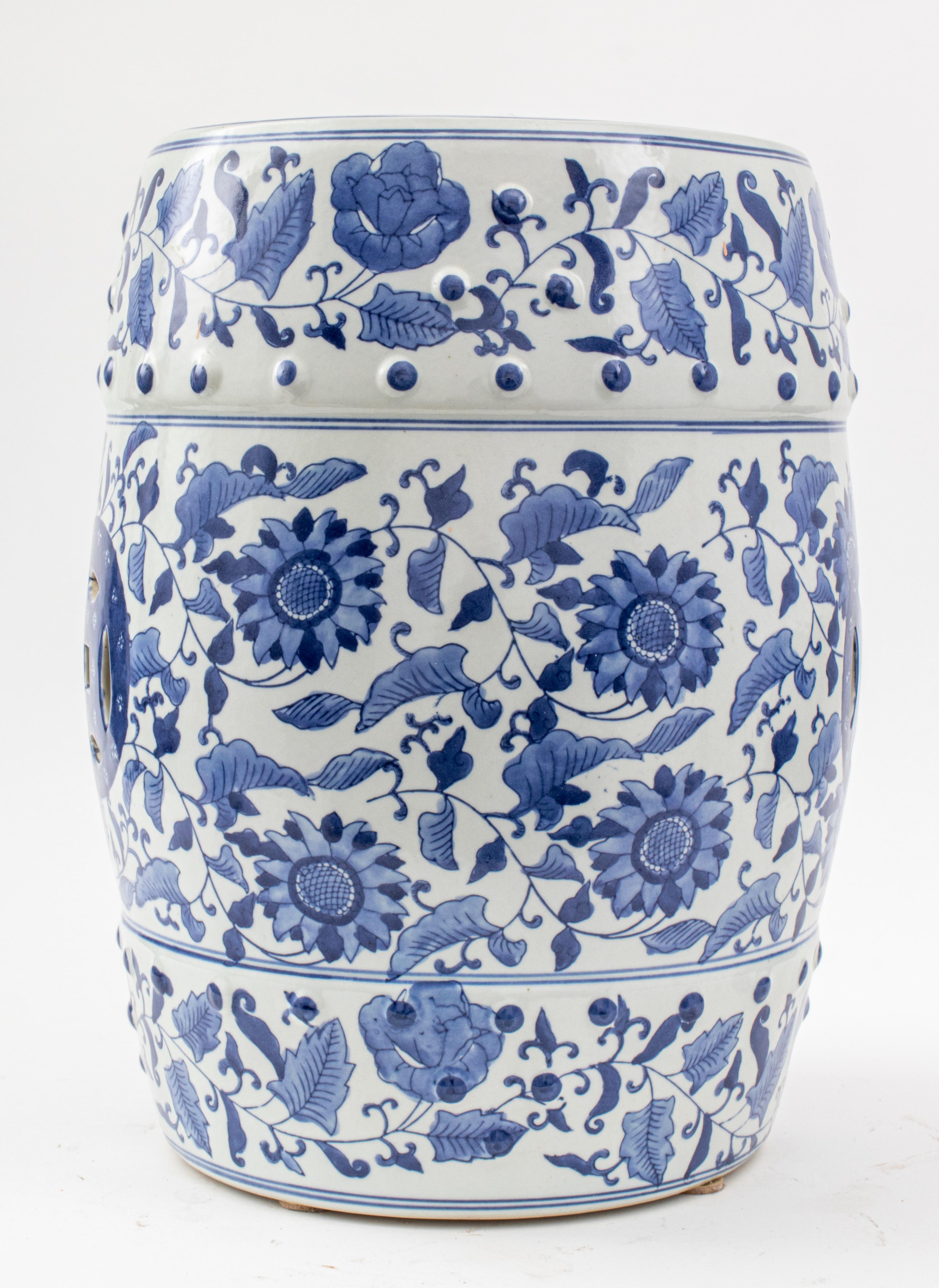 International Style Chinese Blue and White Glazed Ceramic Garden Seat