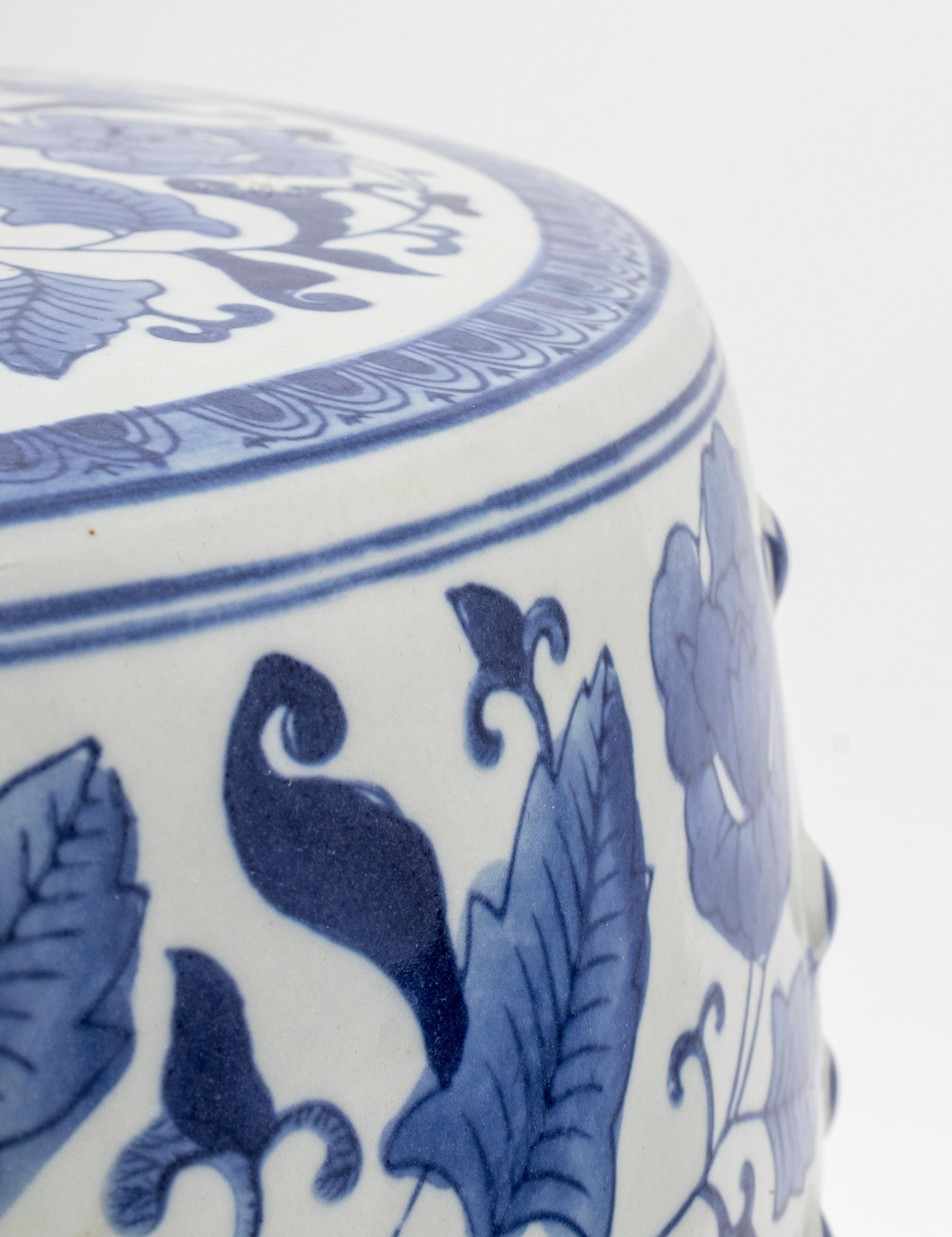 20th Century Chinese Blue and White Glazed Ceramic Garden Seat