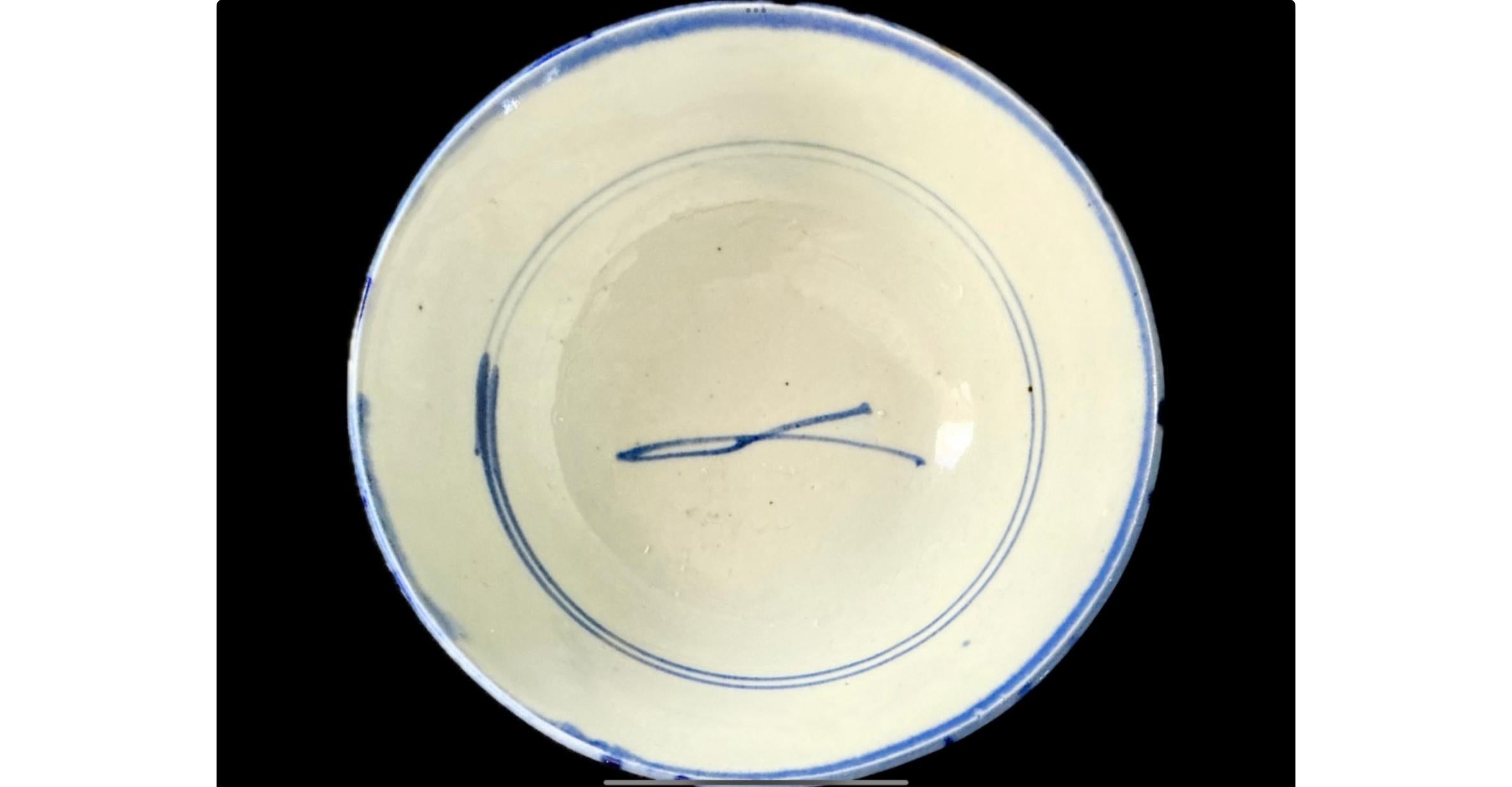 Esportazione cinese Ciotola cinese in porcellana dipinta a mano in bianco e blu in vendita