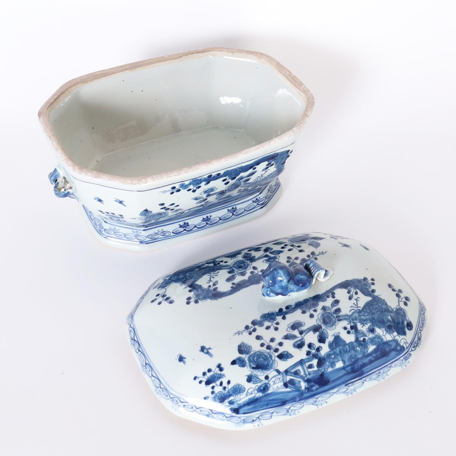 Chinese Blue and White Lidded Bowl or Tureen 1