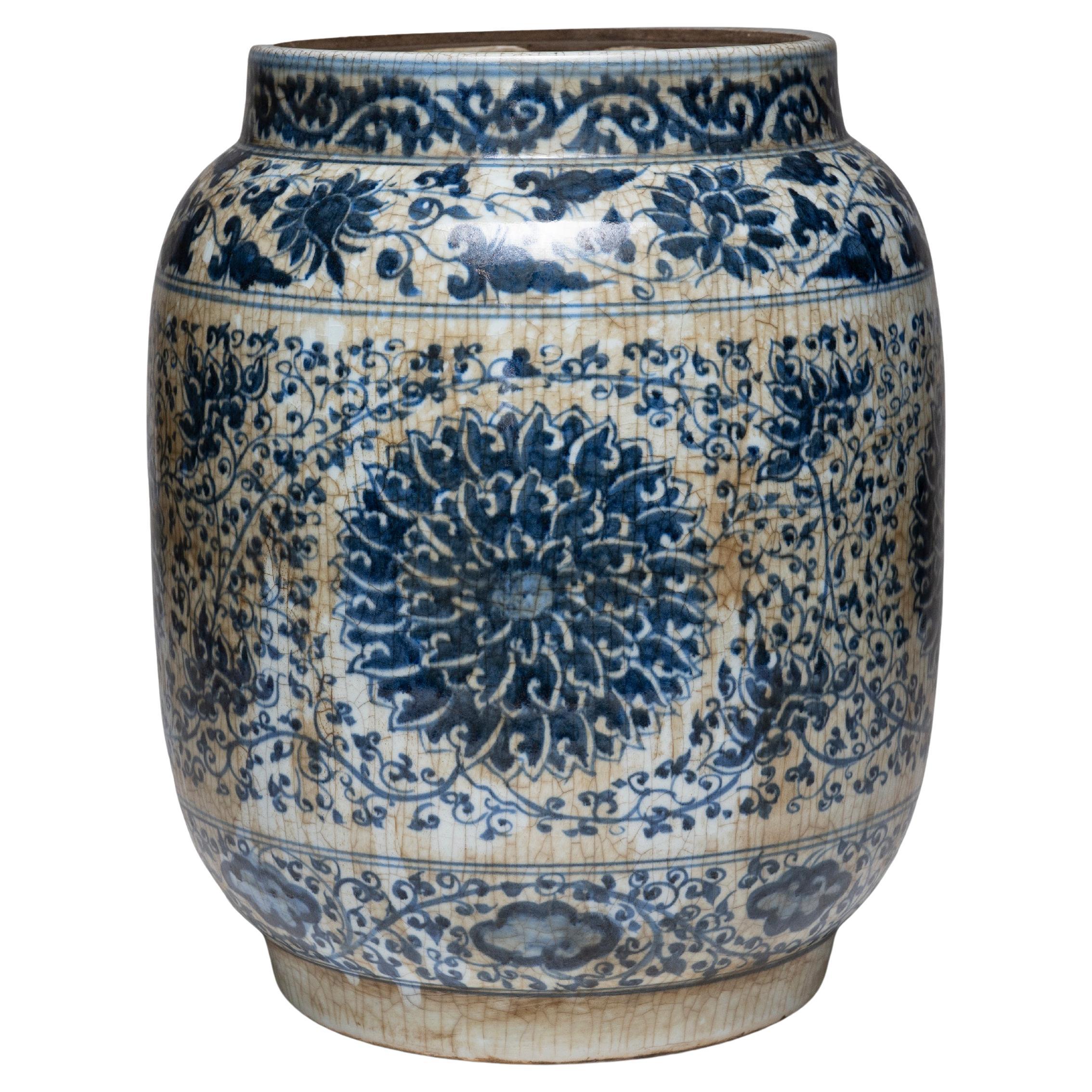 Chinese Blue and White Longevity Baluster Jar For Sale