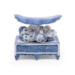 Chinese Blue and White Lotus Headrest, c. 1900