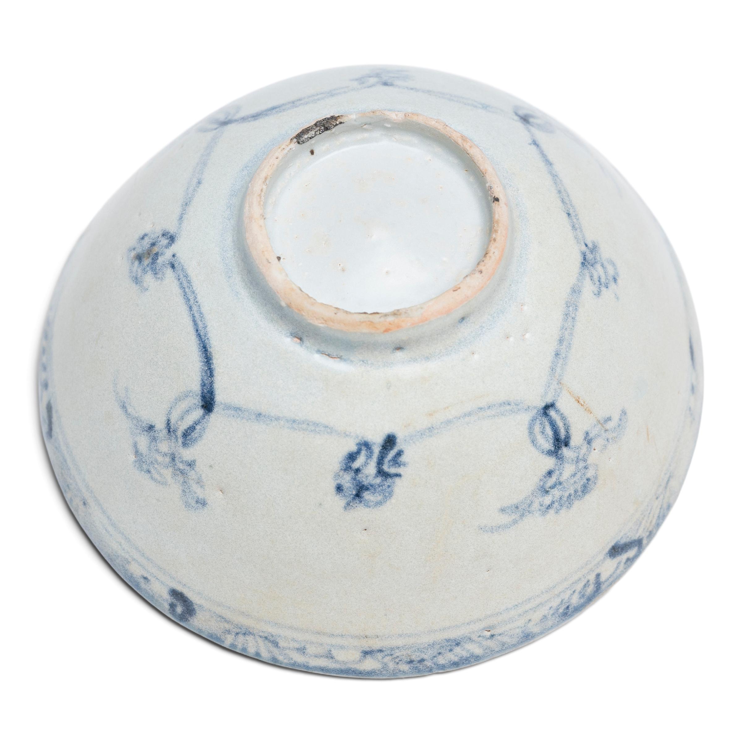 Glazed Chinese Blue and White Ming Shipwreck Bowl, c. 1850